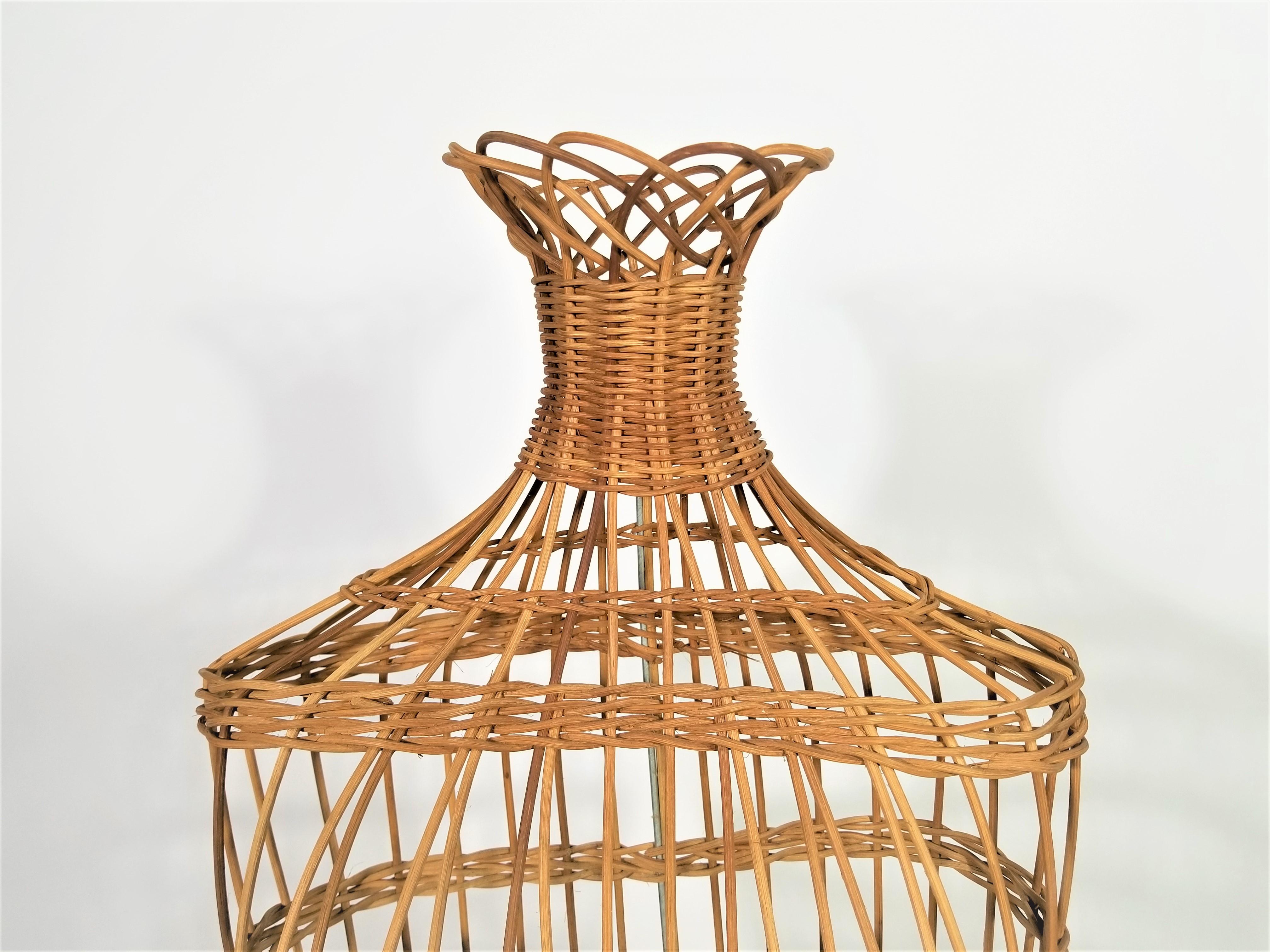 20th Century Wicker Rattan Figurative Mannequin or Dress Form 1950s 1960s