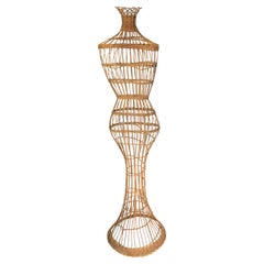 Wicker Rattan Figurative Mannequin or Dress Form 1950s 1960s