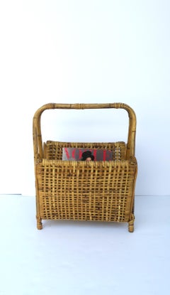 Wicker Rattan Magazine Holder Rack Stand