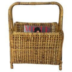 Wicker Rattan Magazine Holder Rack Stand