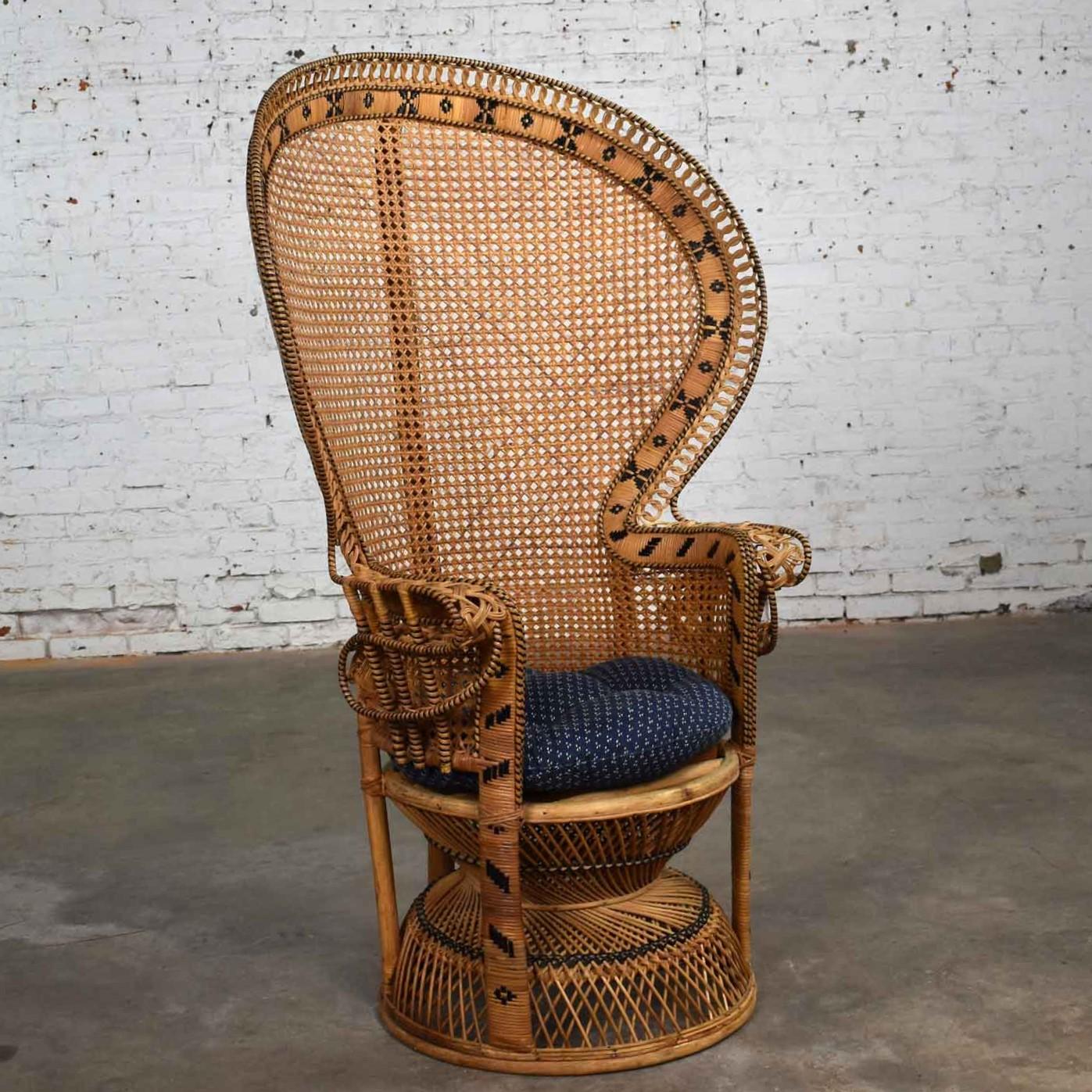 Wicker Rattan Peacock Fan zurück Stuhl Vintage böhmischen Hollywood Regency 1