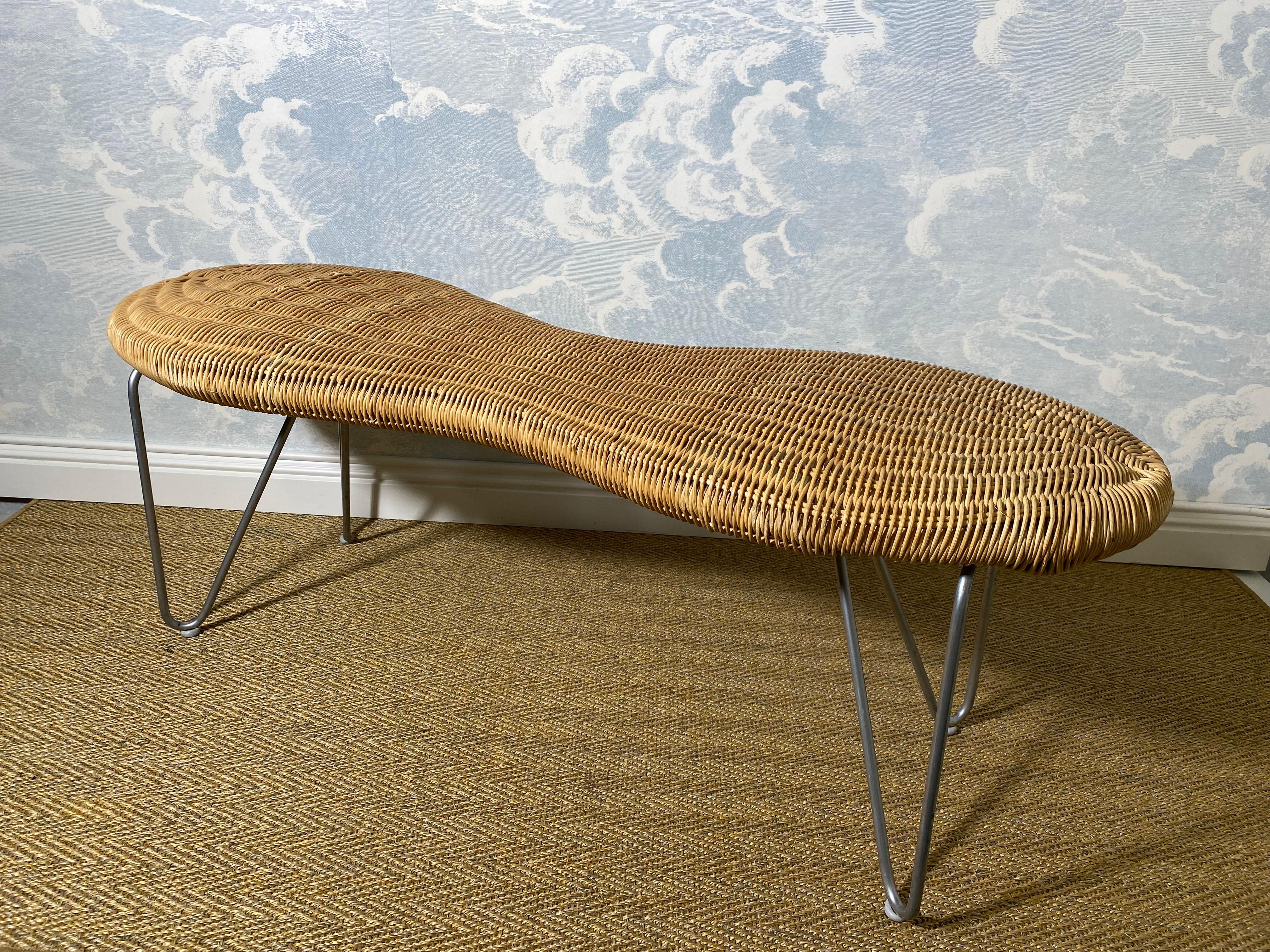 Late 20th Century Wicker Rattan Peanut Bench, IKEA late 1990's