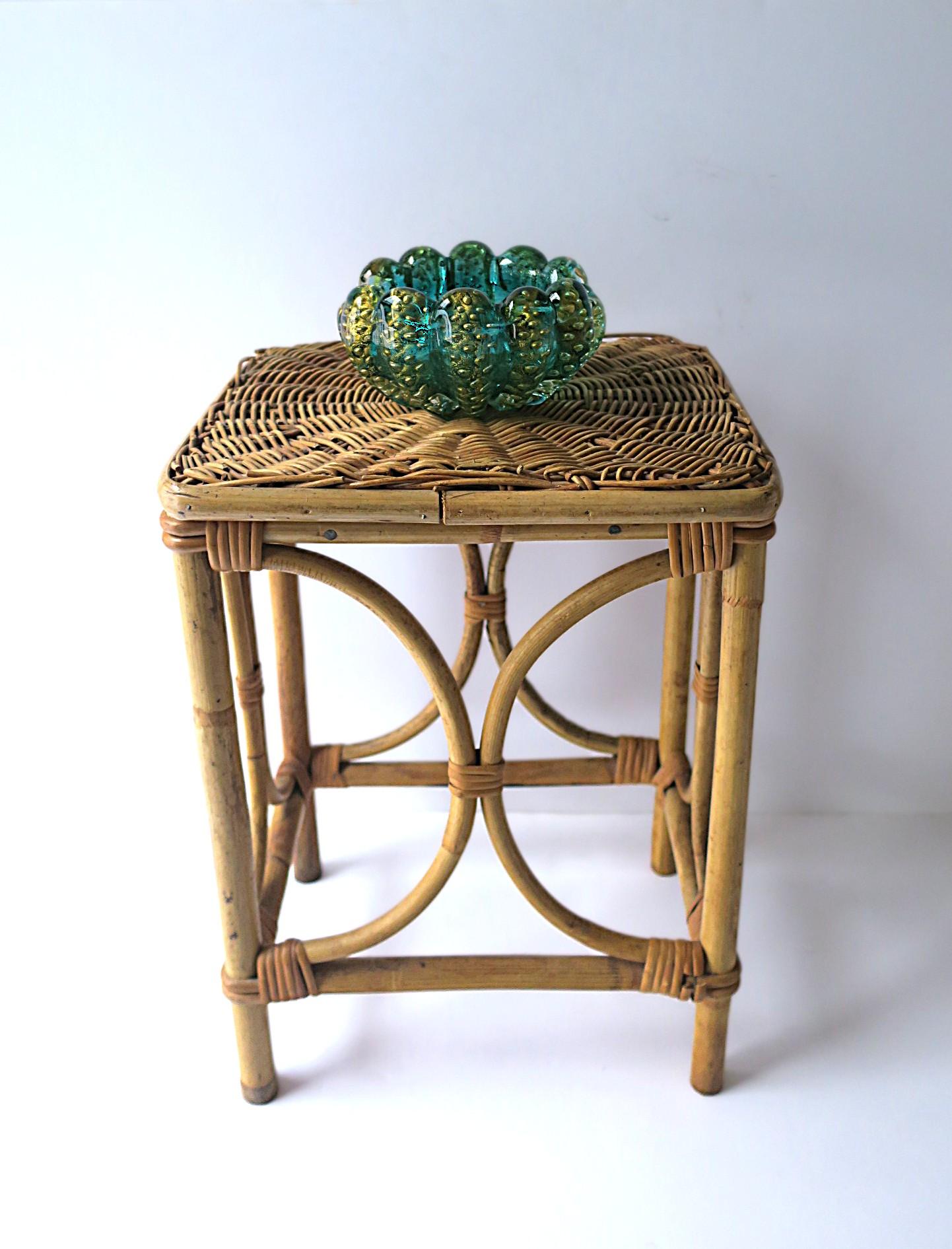 Wicker Rattan Side Drinks Table For Sale 3