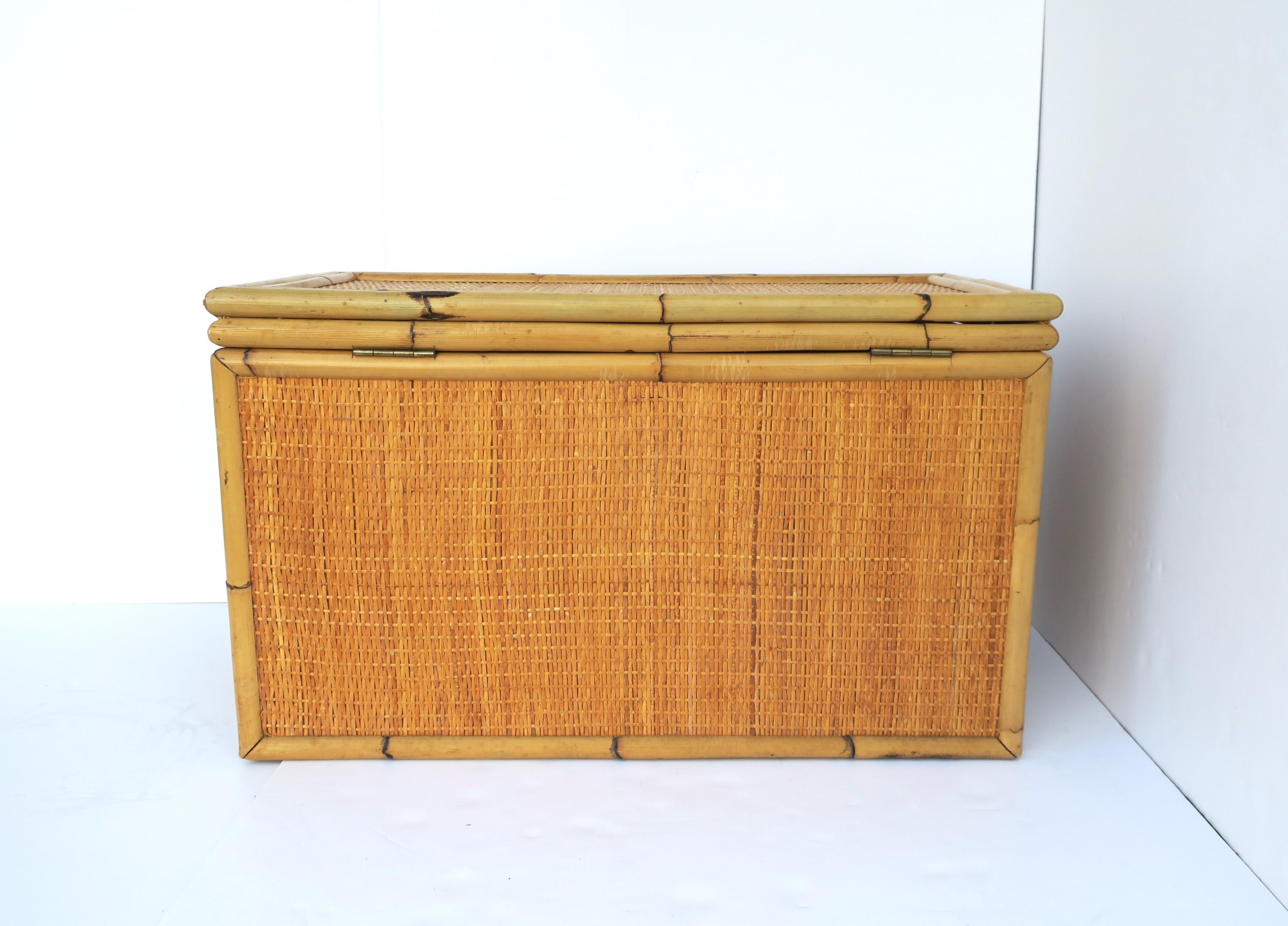 Wicker Bamboo Storage Chest Trunk Box or Cocktail Table 8