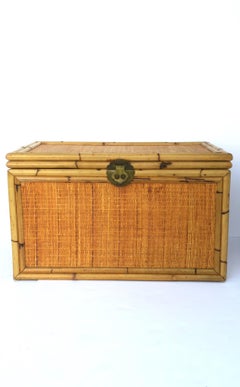 Wicker Bamboo Storage Chest Trunk Box or Cocktail Table