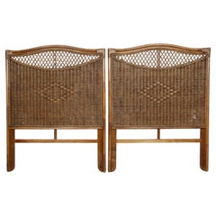 Wicker Rattan Twin Headboards, a Pair