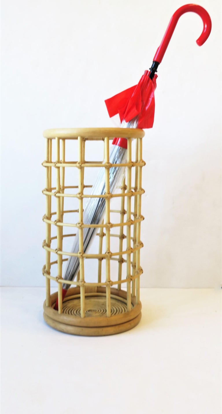 Wicker Rattan Bentwood Umbrella Stand Holder For Sale at 1stDibs