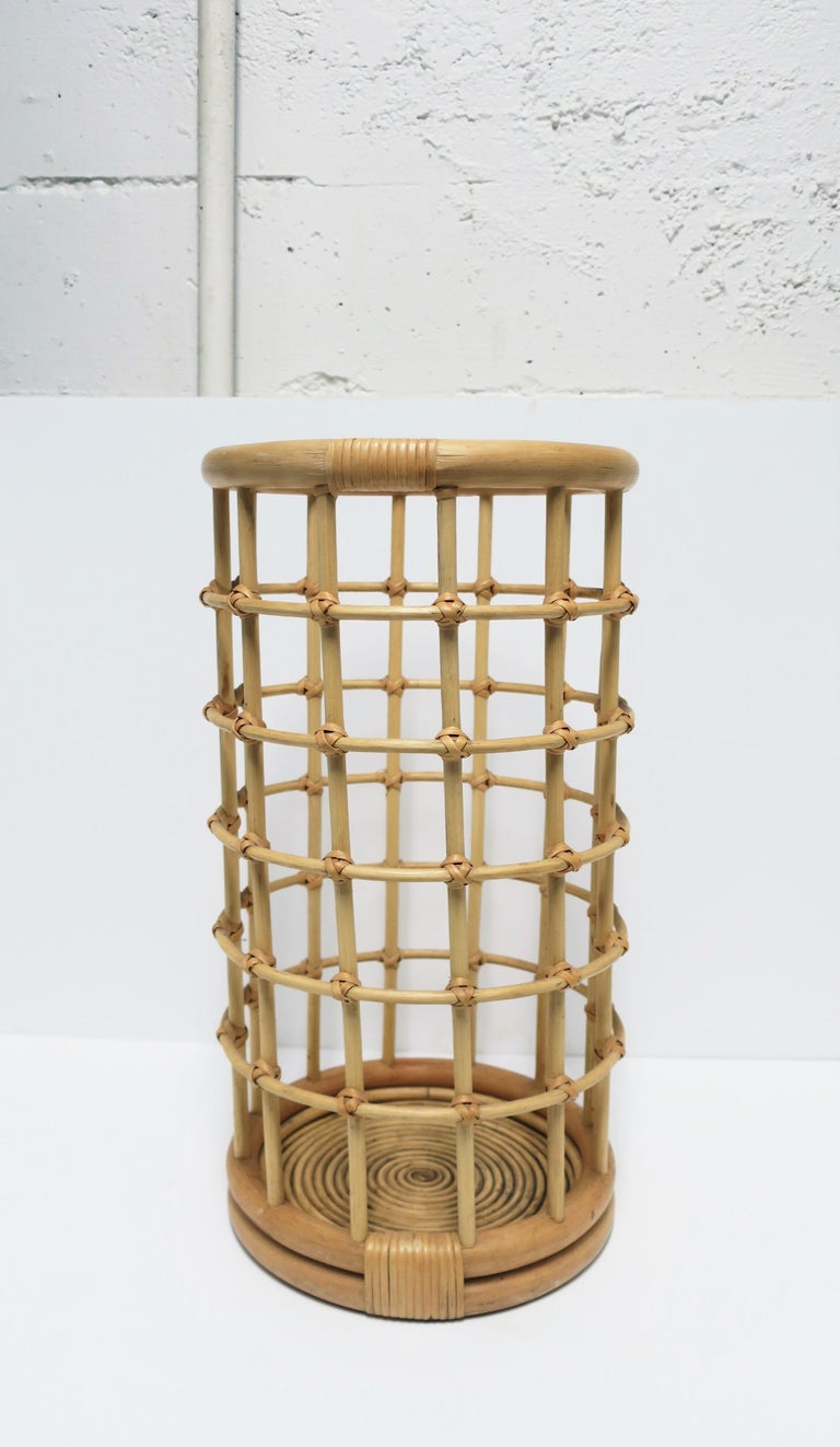 Wicker Rattan Bentwood Umbrella Stand Holder For Sale at 1stDibs