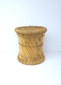 Wicker Reed Stool or Pedestal Drink Table