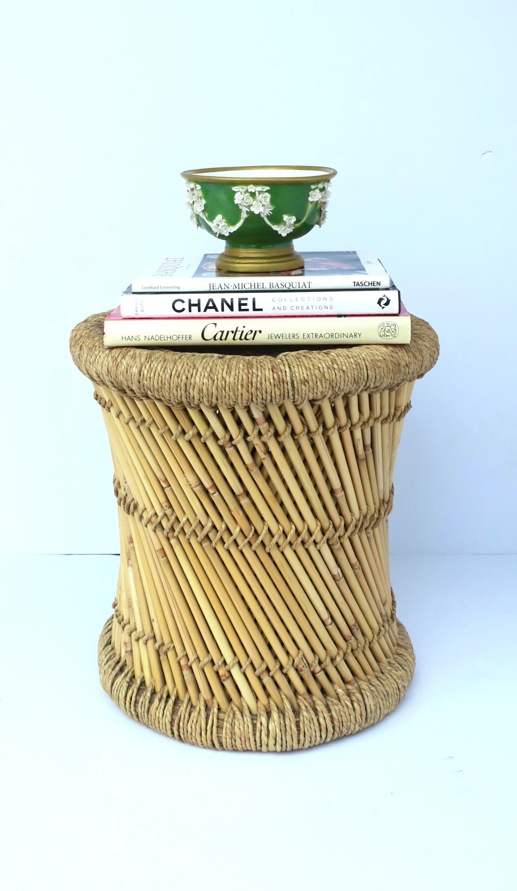 Wicker Reed Stool or Pedestal Drink Table For Sale 2