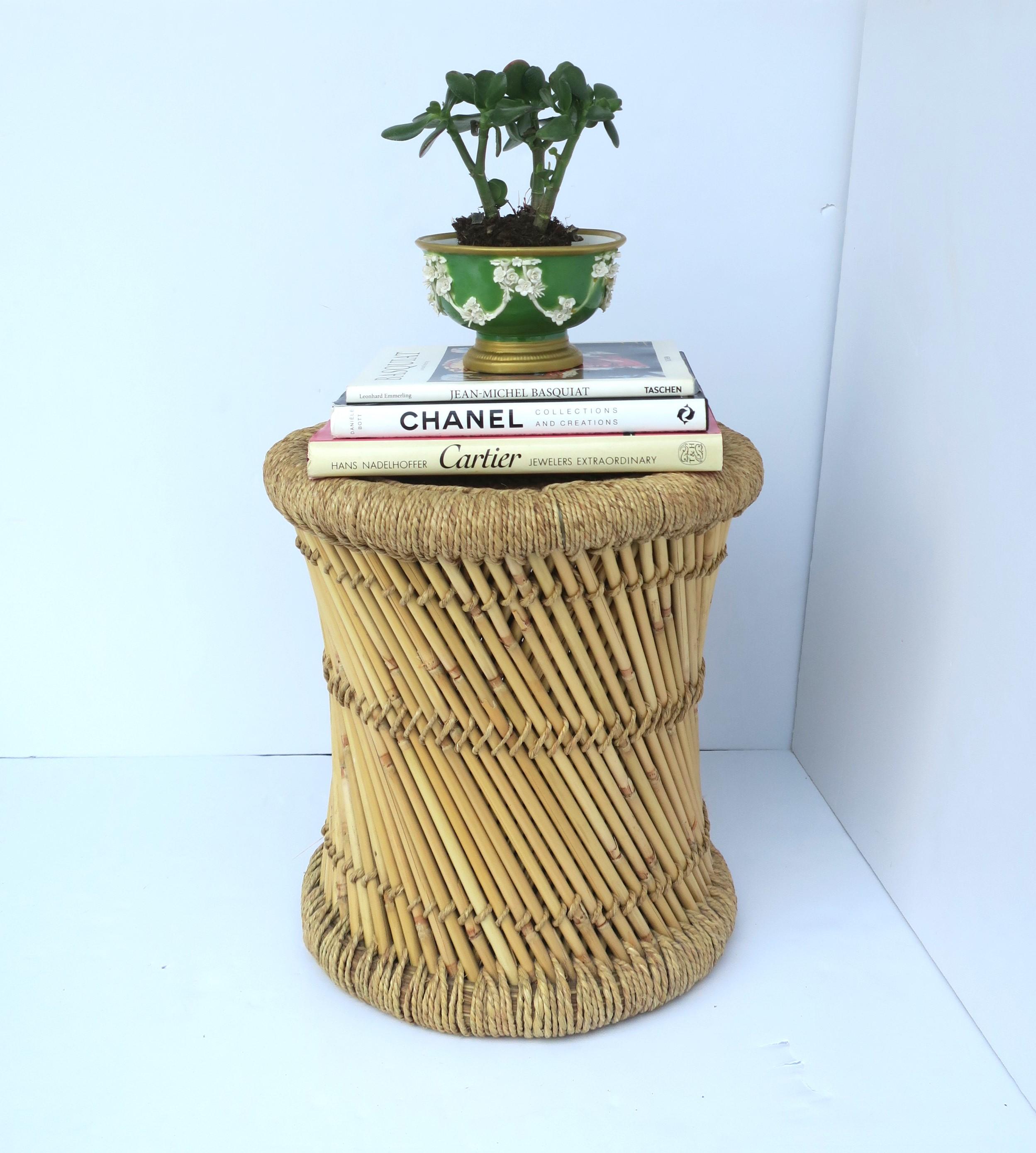 Wicker Reed Stool or Pedestal Drink Table For Sale 3