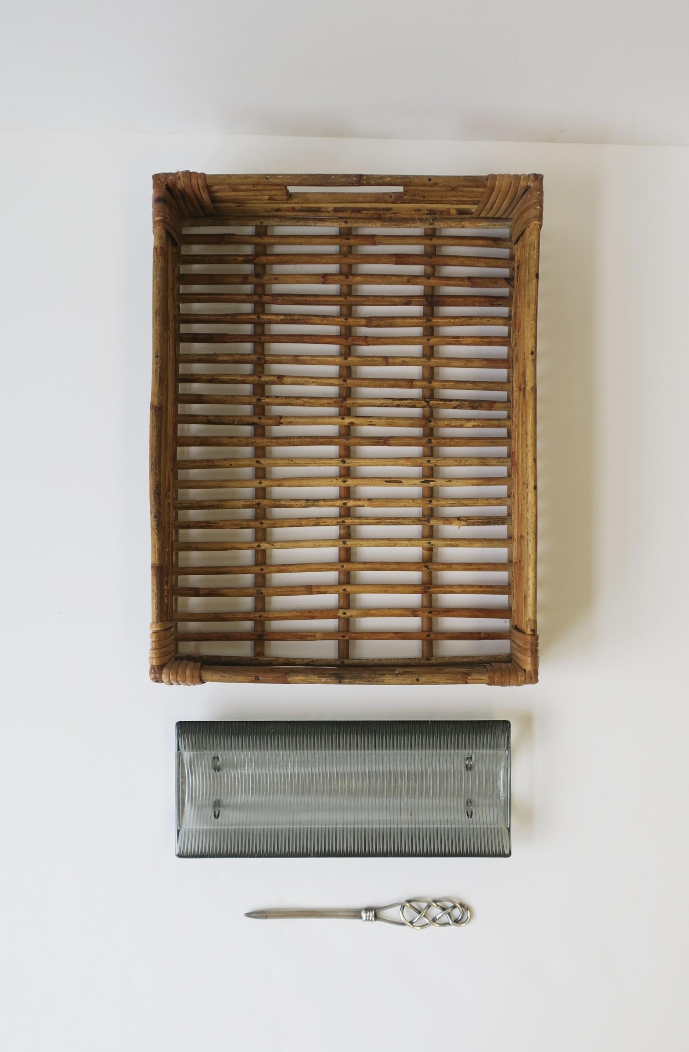 Wicker Reed Tray or Desk Letter Storage Basket Box 2