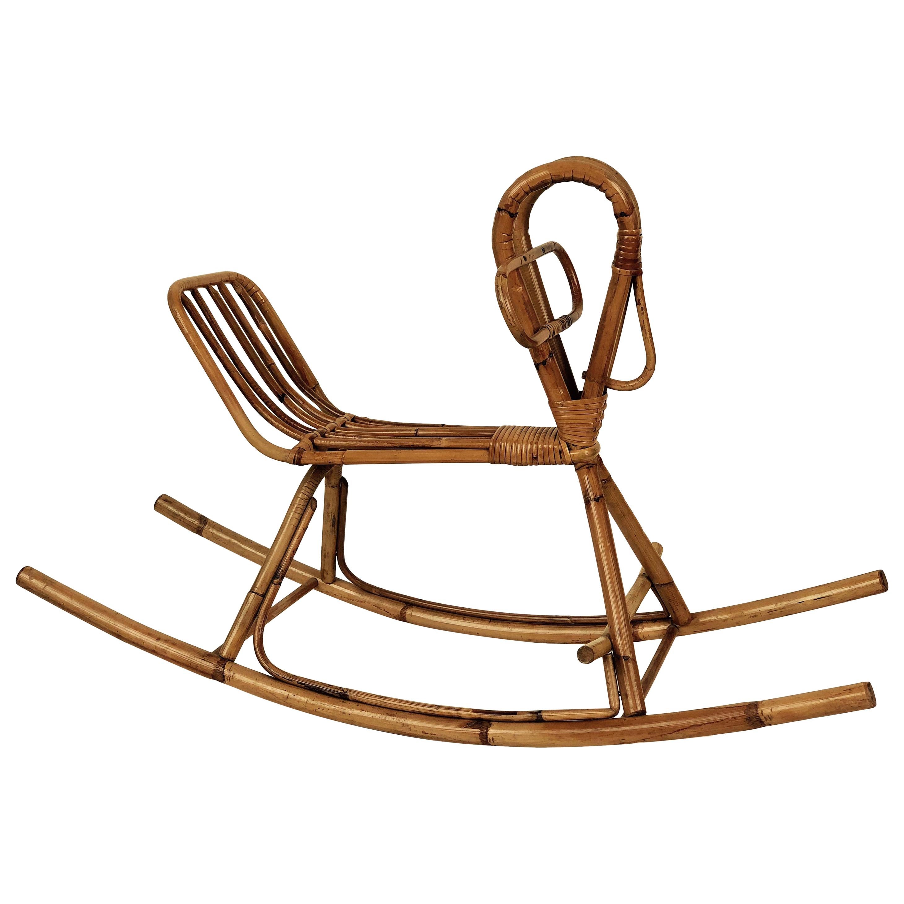 Wicker Rocking Horse, 1950s For Sale