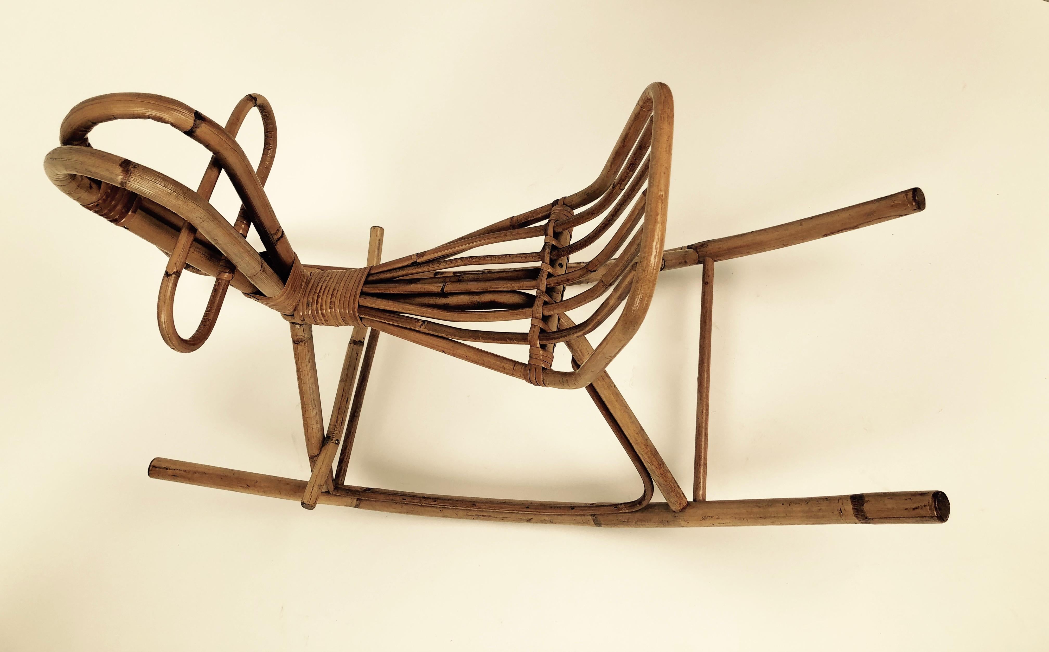 Wicker Rocking Horse, 1950s For Sale 1