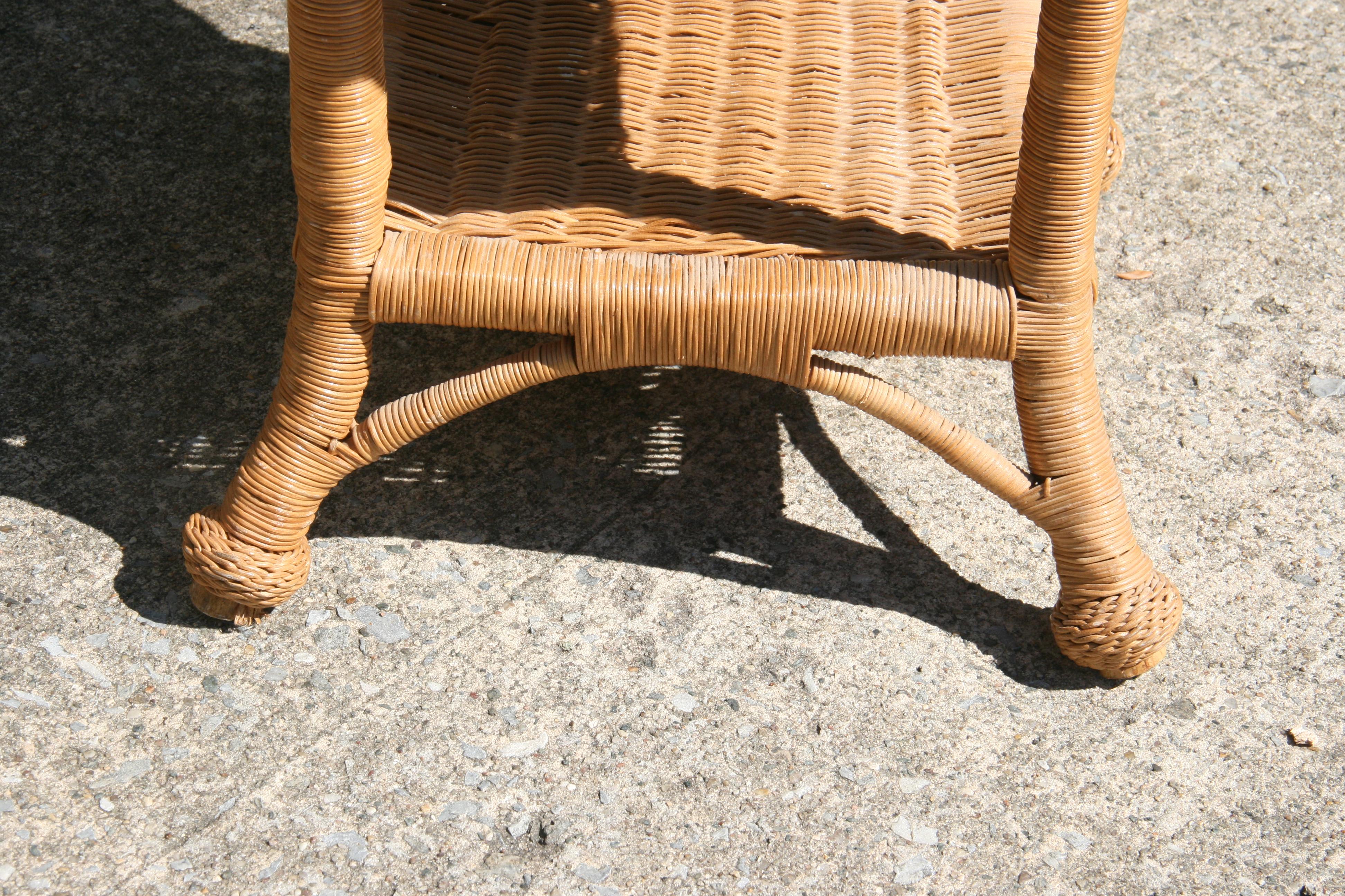 Wicker Round 2 level Side/End Table { 2 Available) For Sale 1