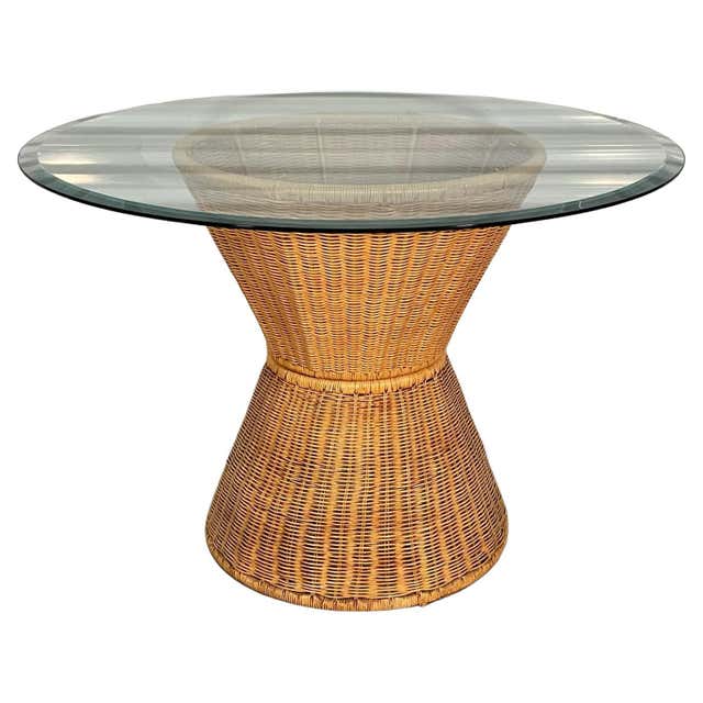 Split Reed Rattan Glass Top Dining Table For Sale at 1stDibs | split ...