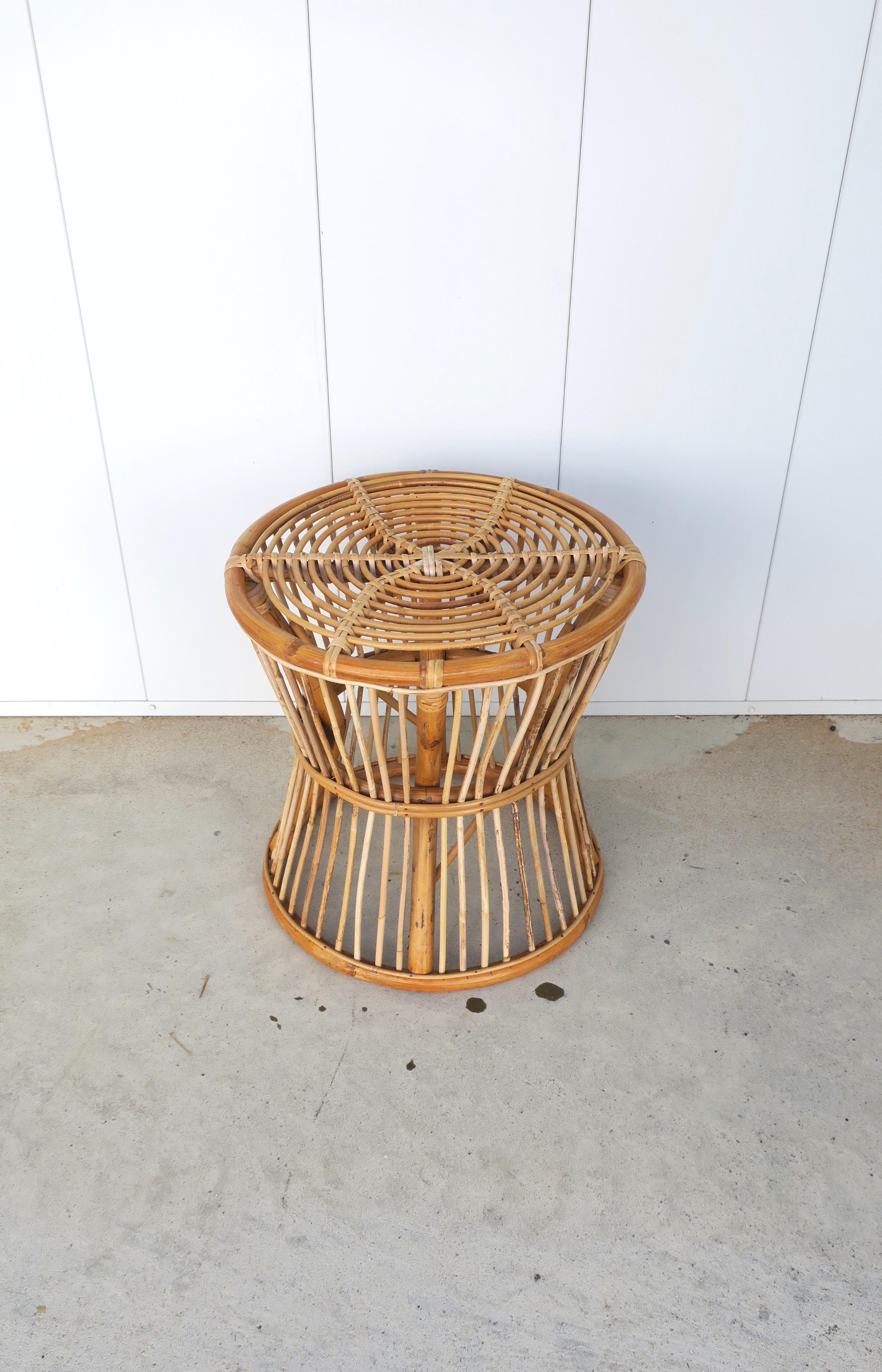 Italian Wicker Round Stool or Side Drinks Table Franco Albini Style