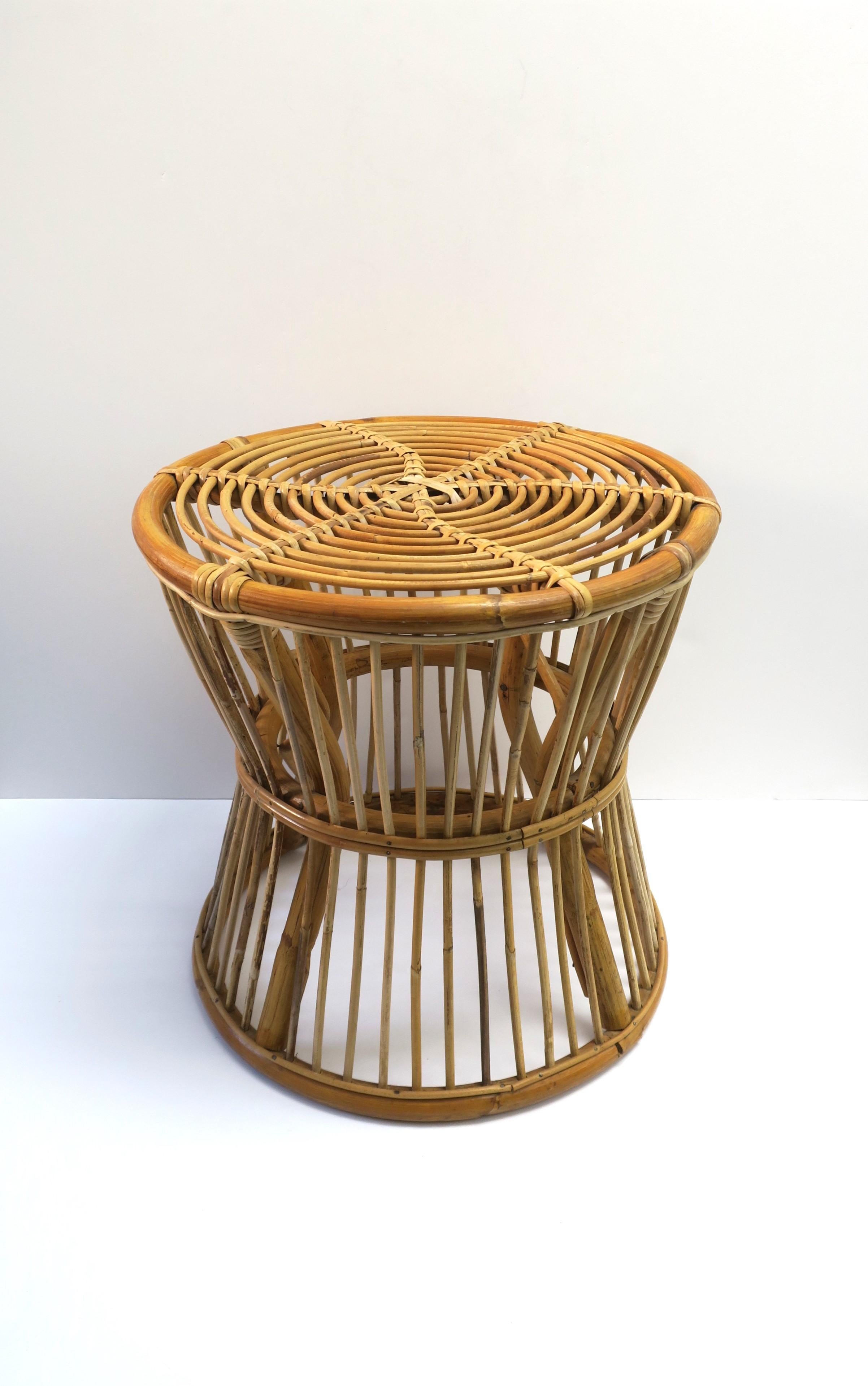 20th Century Wicker Round Stool or Side Drinks Table Franco Albini Style
