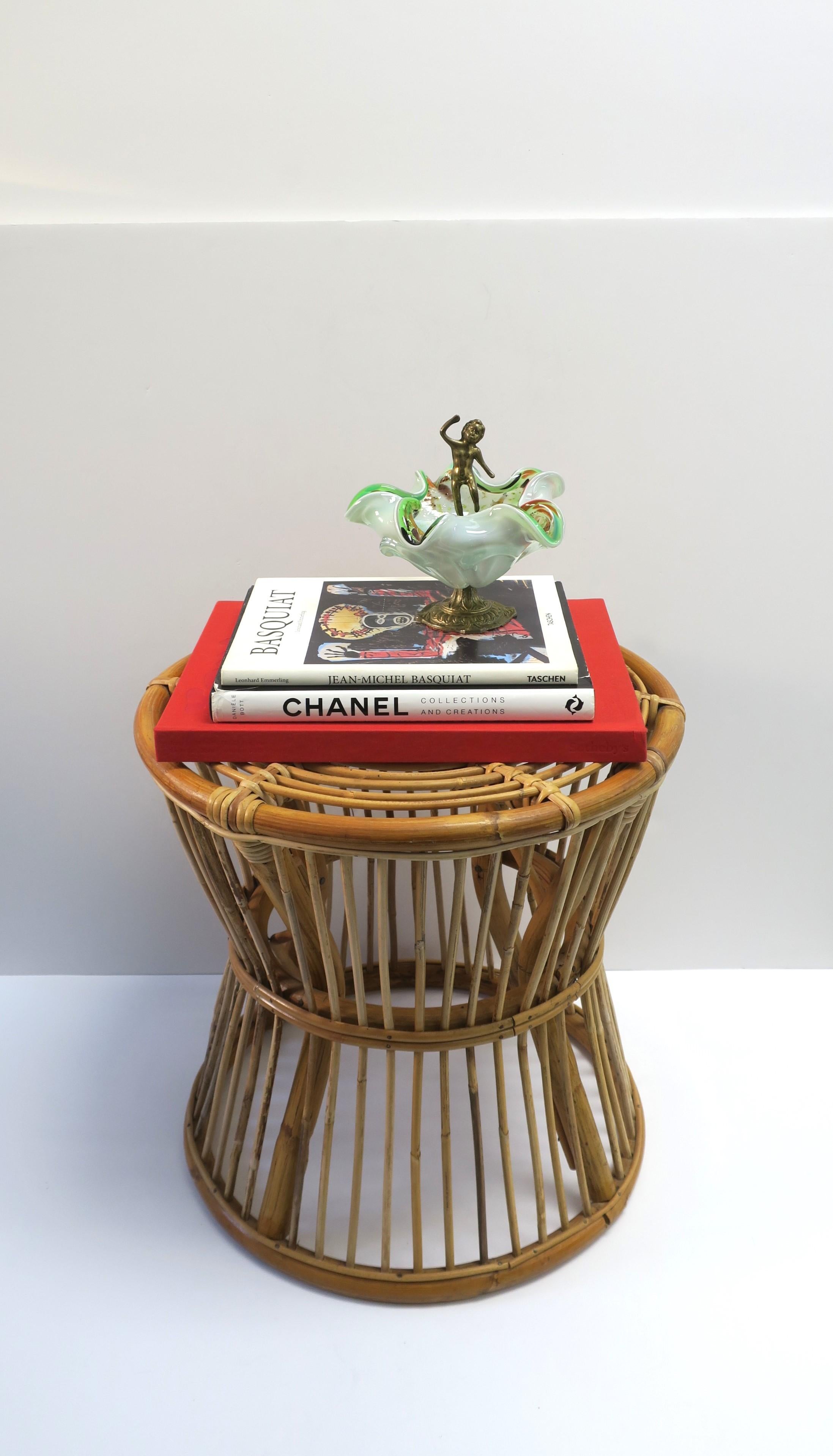 Wicker Round Stool or Side Drinks Table Franco Albini Style 1