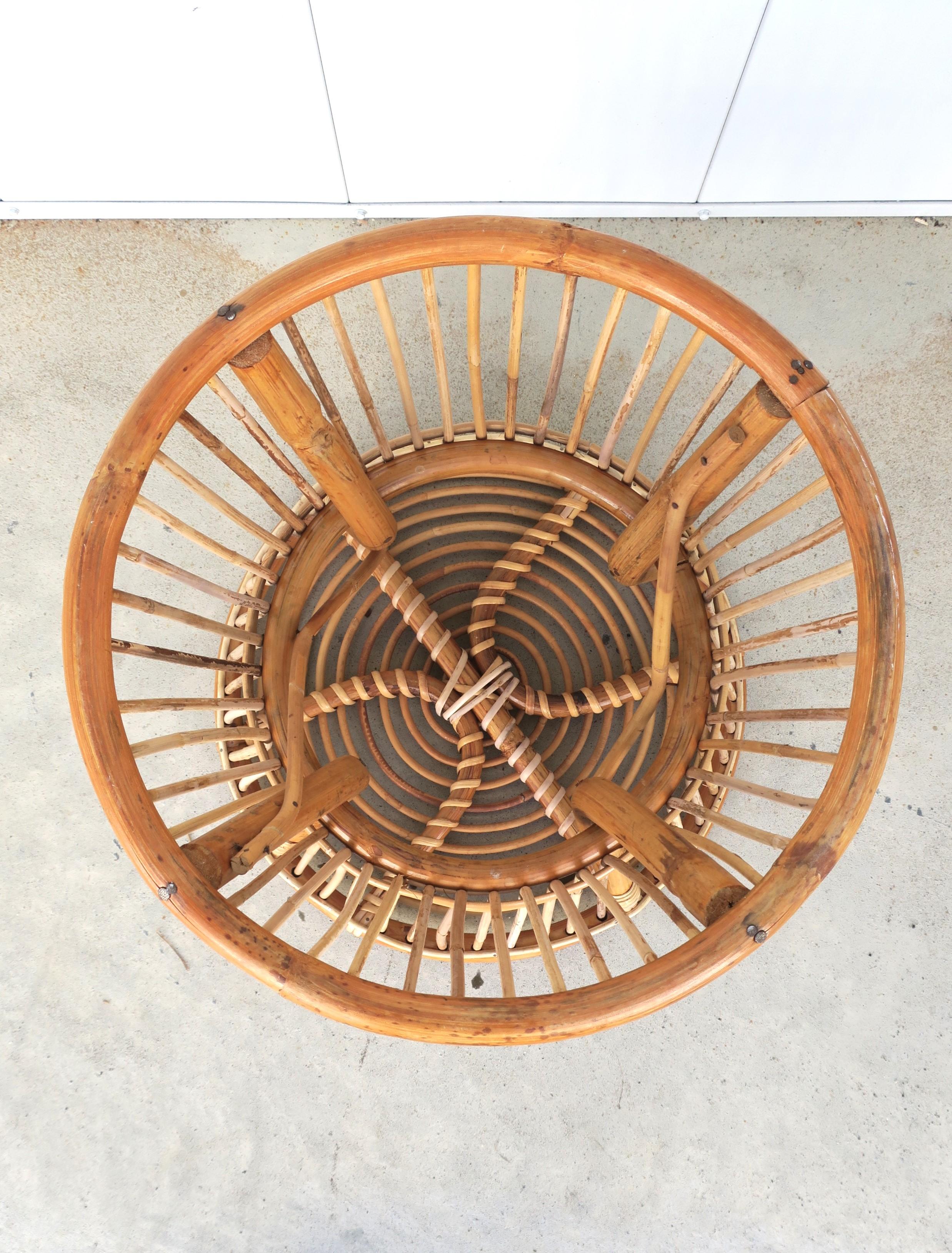 Wicker Round Stool or Side Drinks Table Franco Albini Style 3