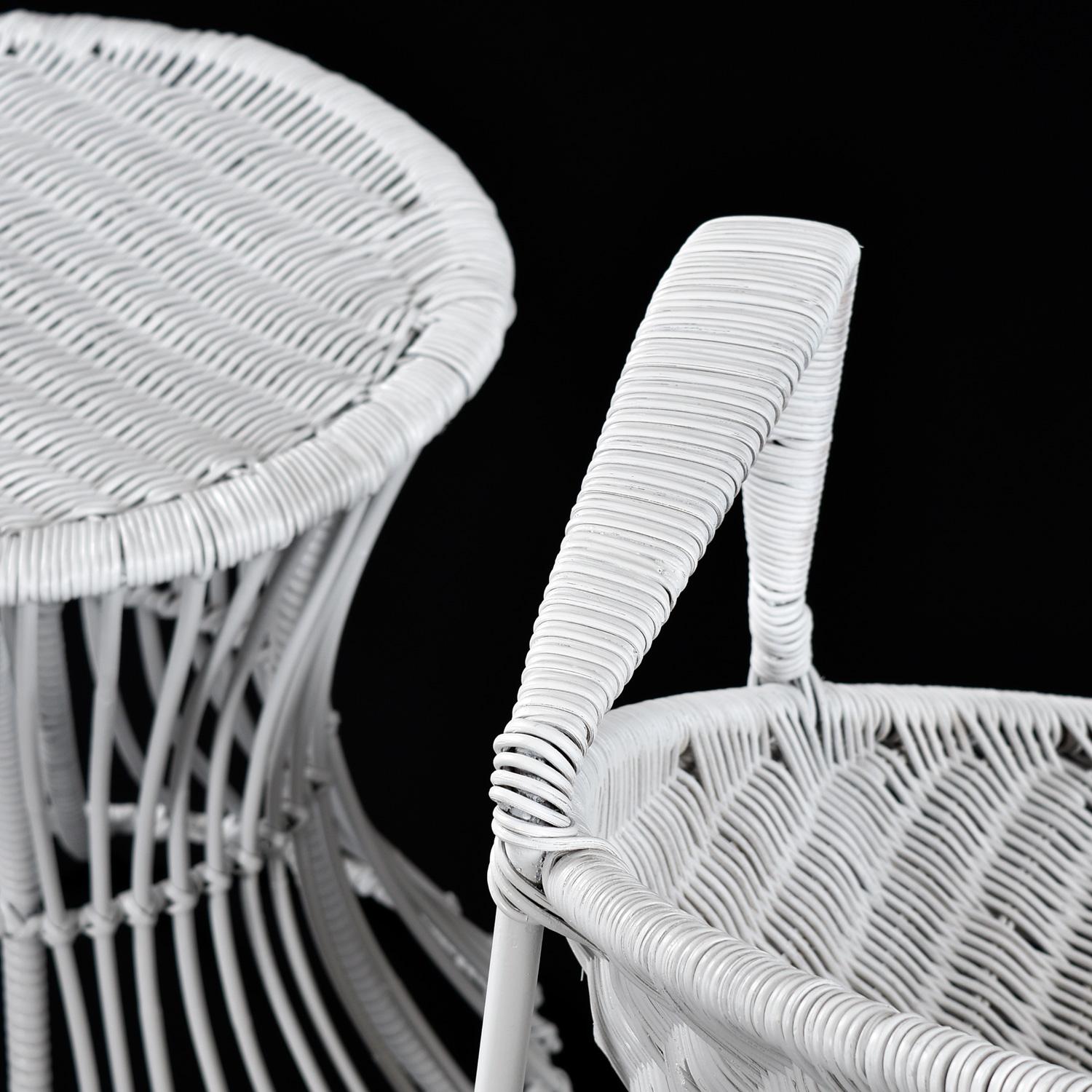 Salterini Radar-Stühle aus Korbweide mit Sockel und Beistelltischen, Sitzset aus Korbweide im Angebot 5