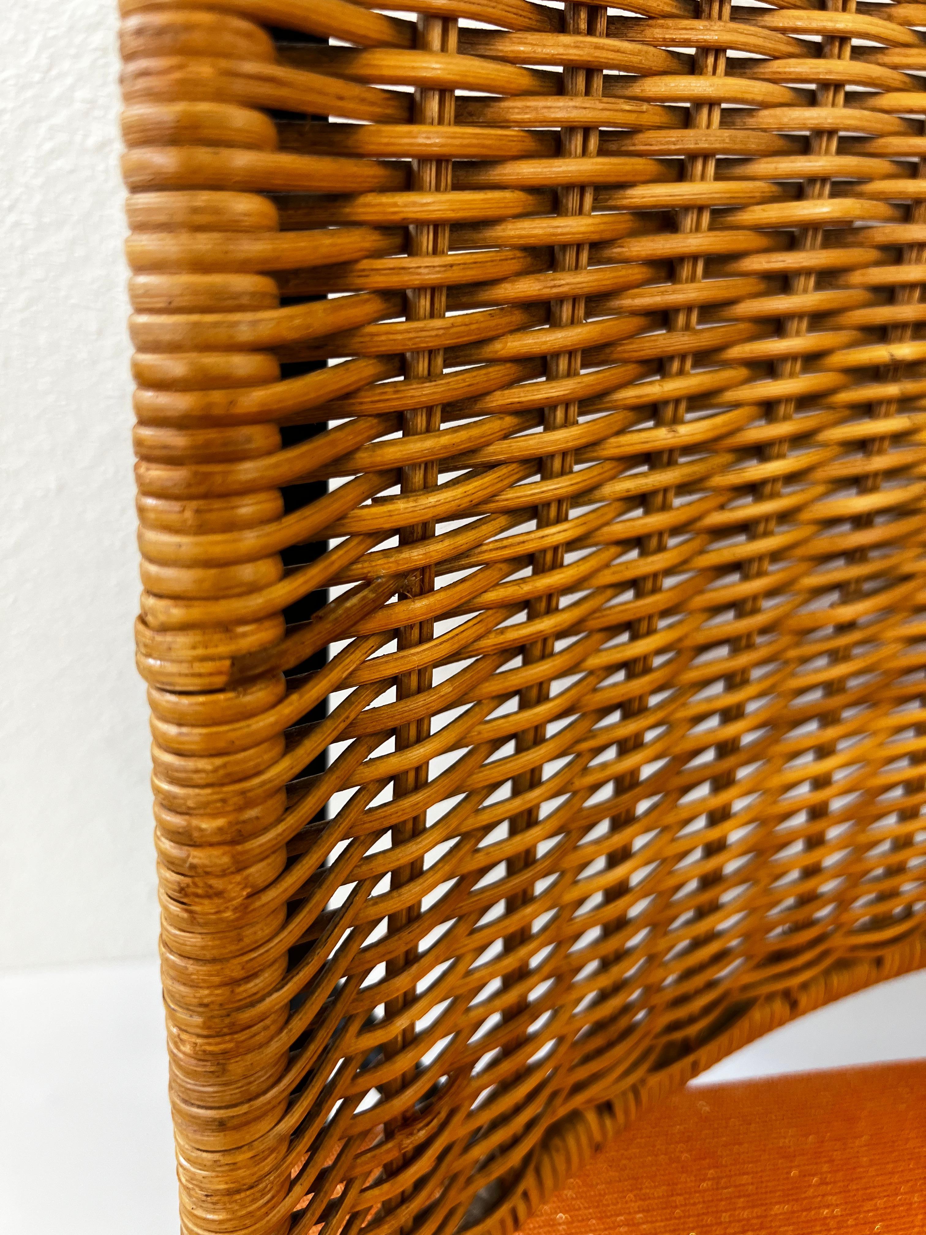 Steel Wicker Scalloped Back Three Seater Sofa 1960’s For Sale