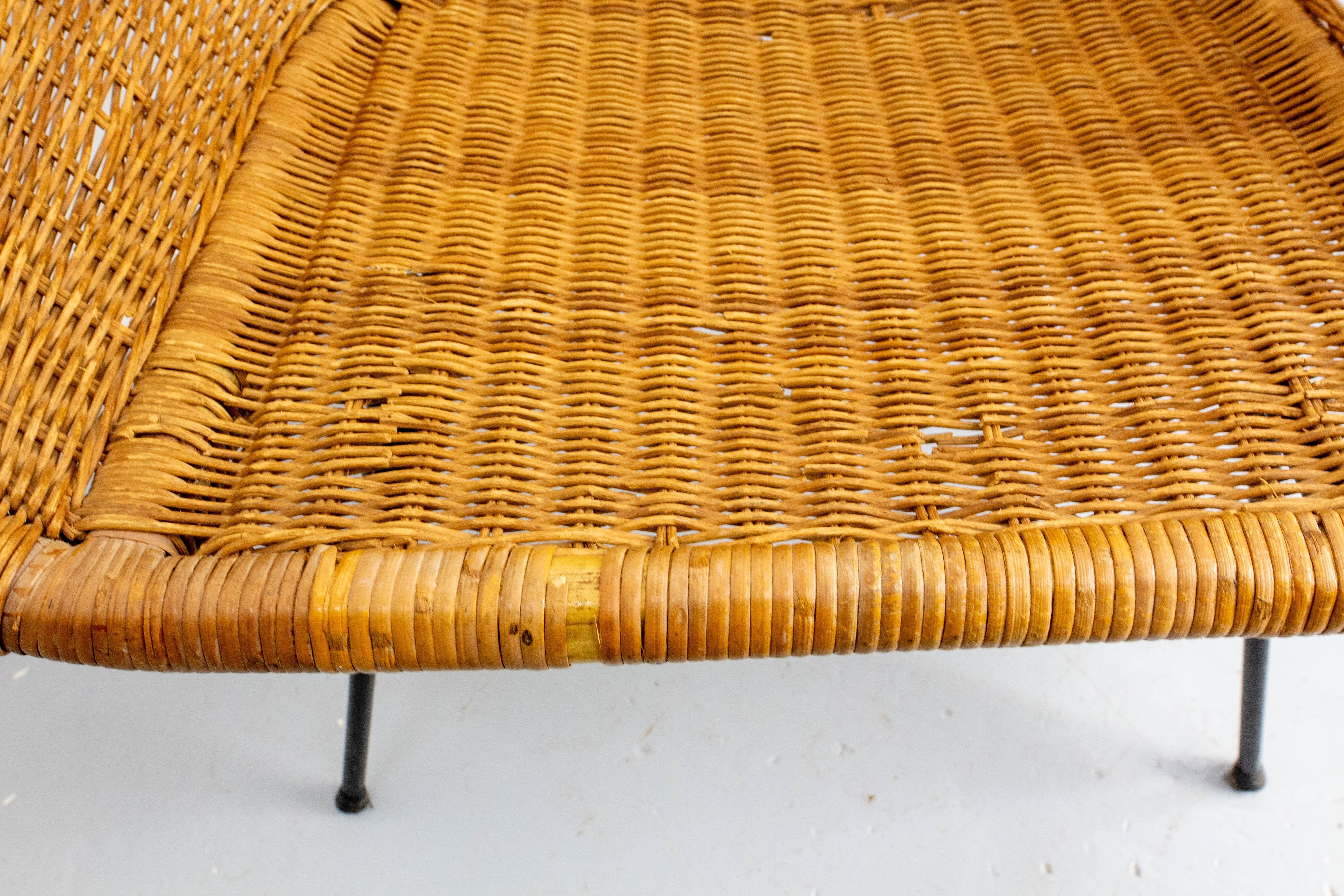 Wicker Shell Armchair on Metal Base French, circa 1960 For Sale 2