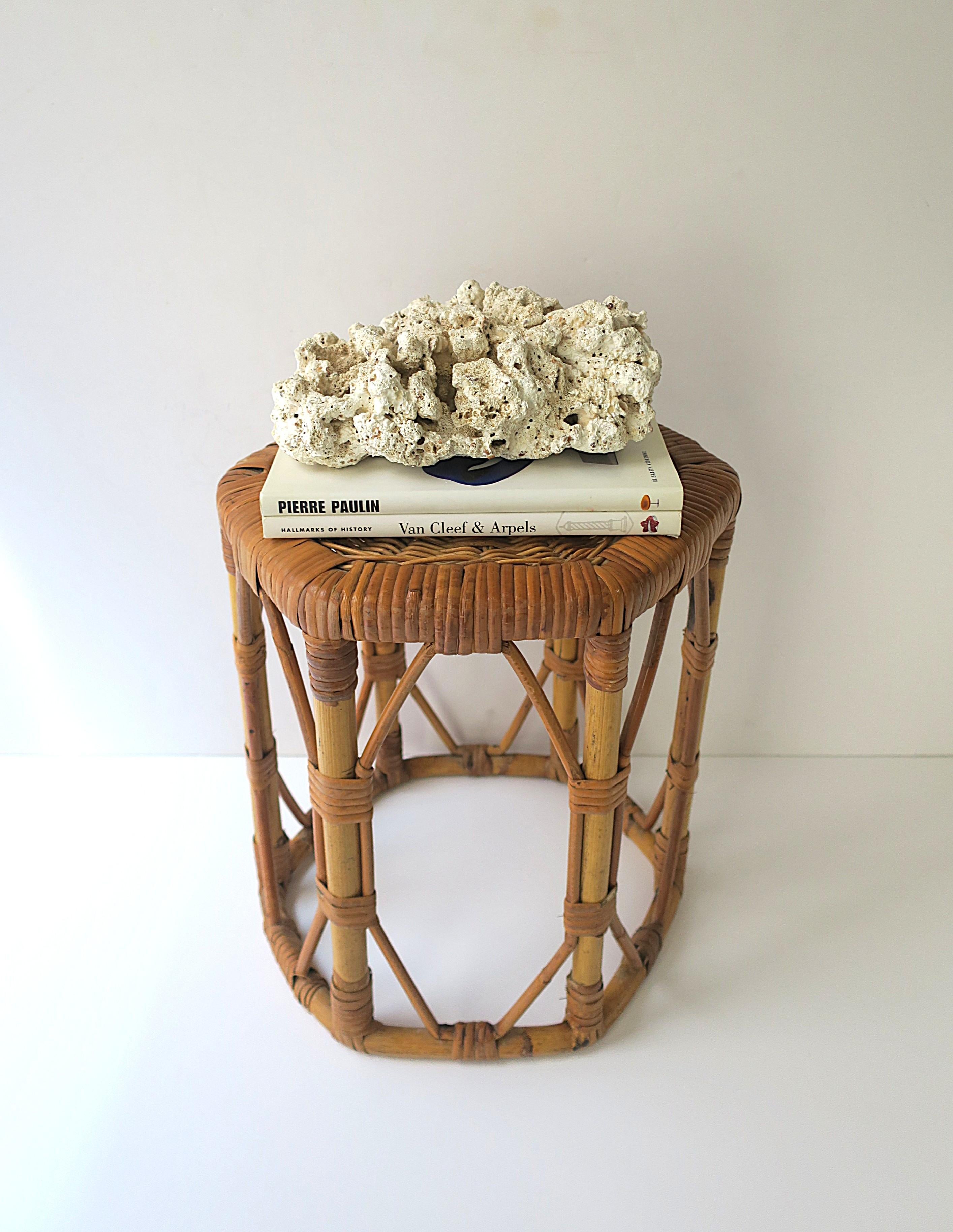 Bohemian Wicker Side Drinks Table or Stool For Sale