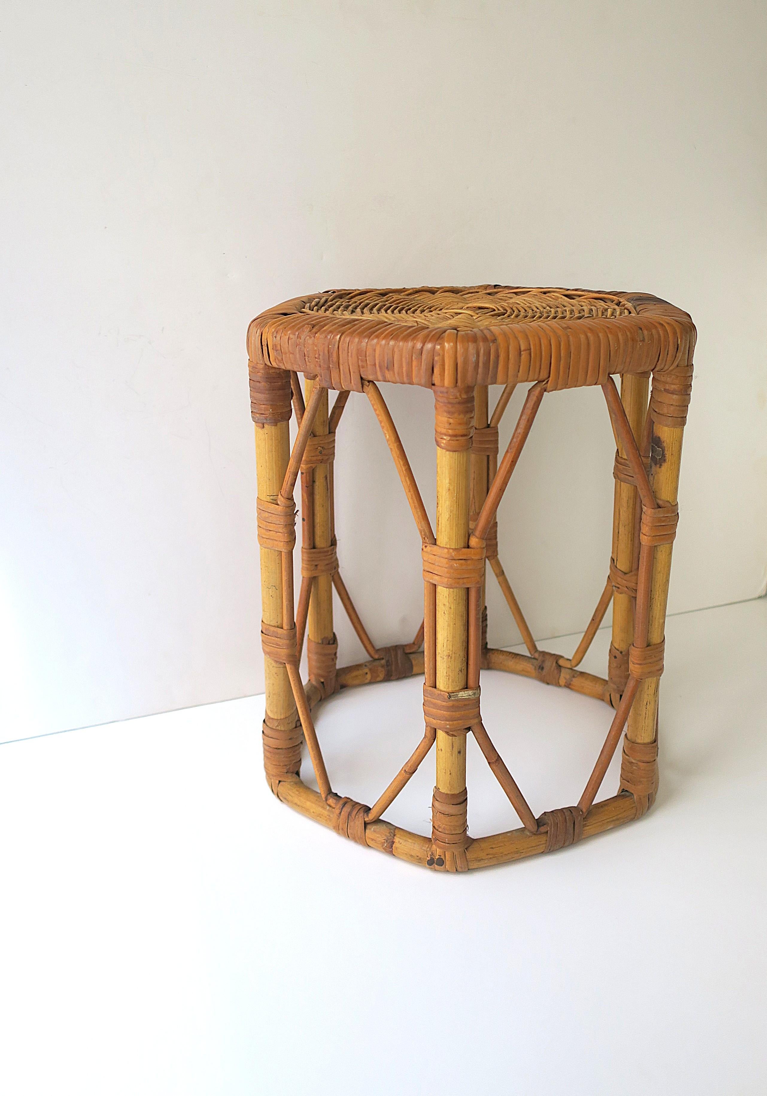 20th Century Wicker Side Drinks Table or Stool For Sale