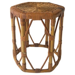 Vintage Wicker Side Drinks Table or Stool