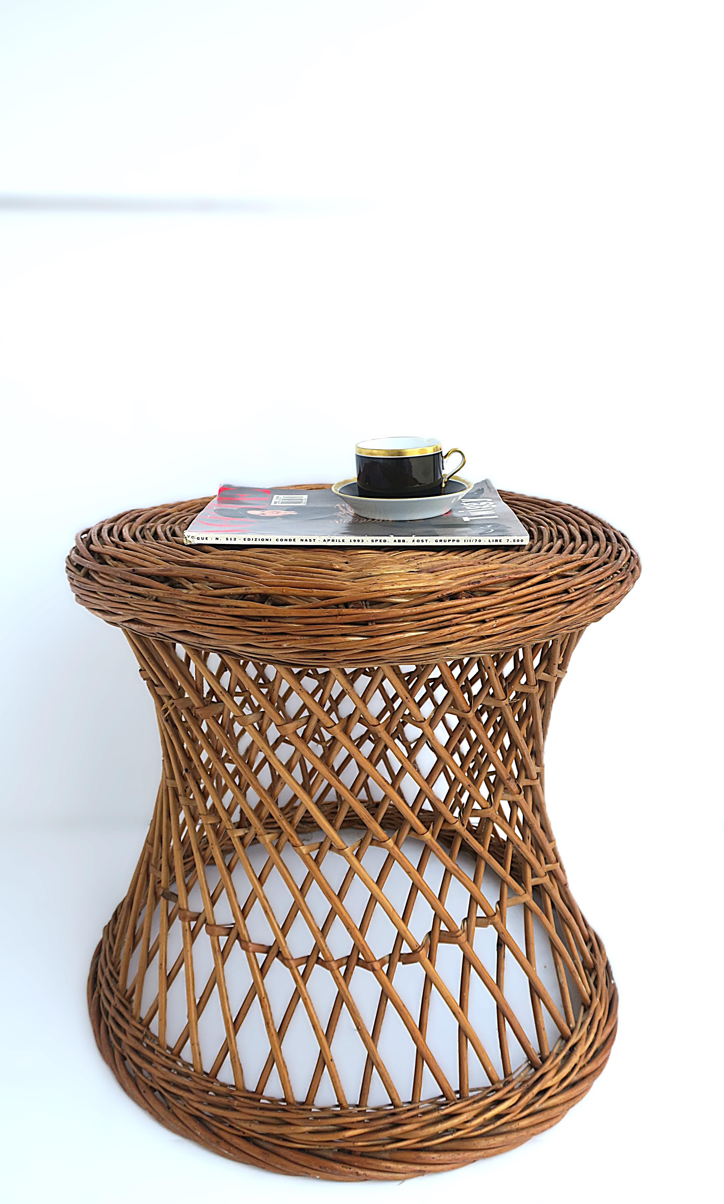 20th Century Wicker Side Table For Sale