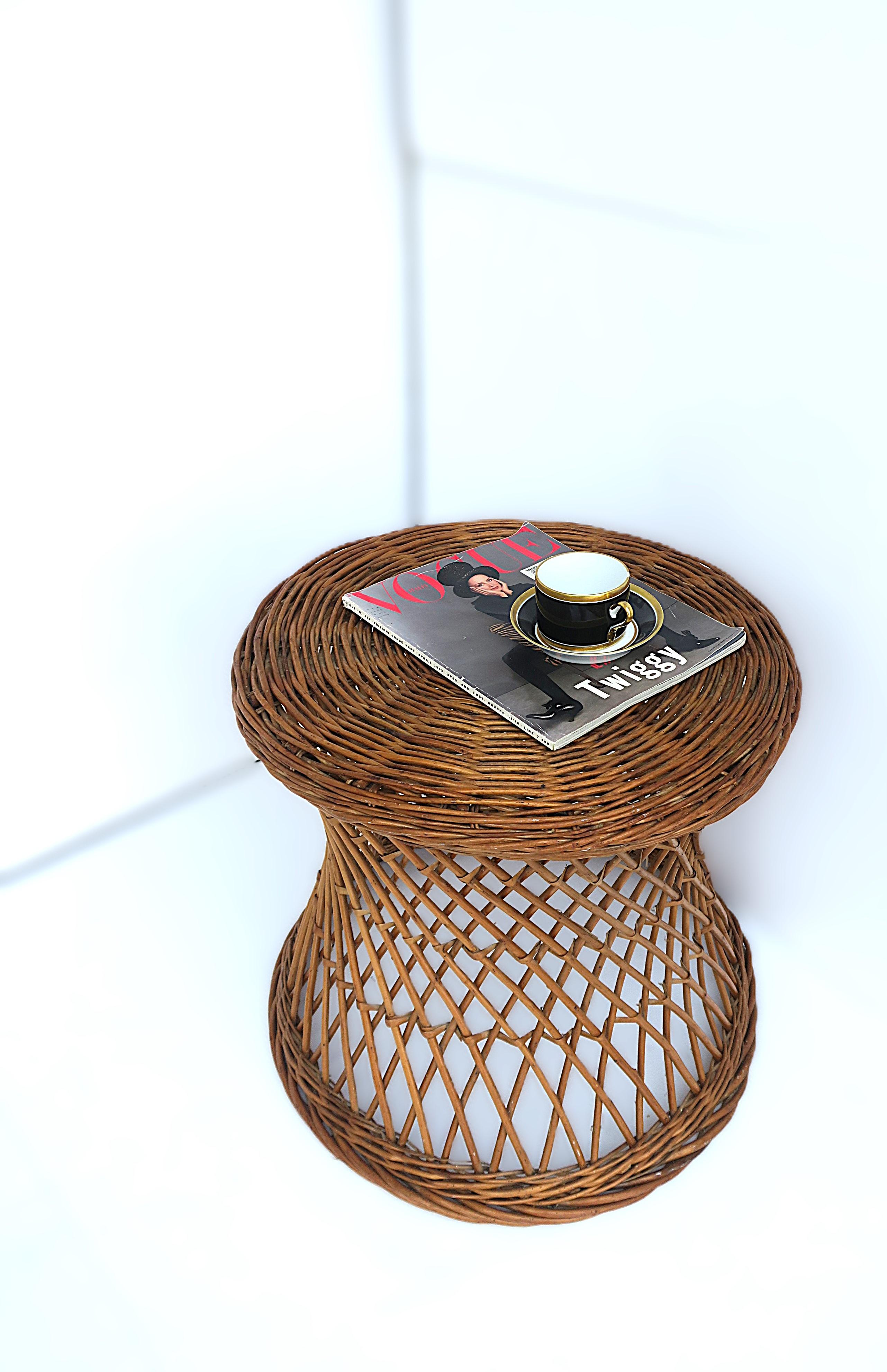 Wicker Side Table For Sale 1