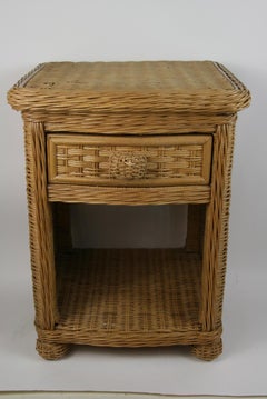 Bed Side Table Rattan &Wicker  Attributed to Vivai Del Sud Italy 1970's
