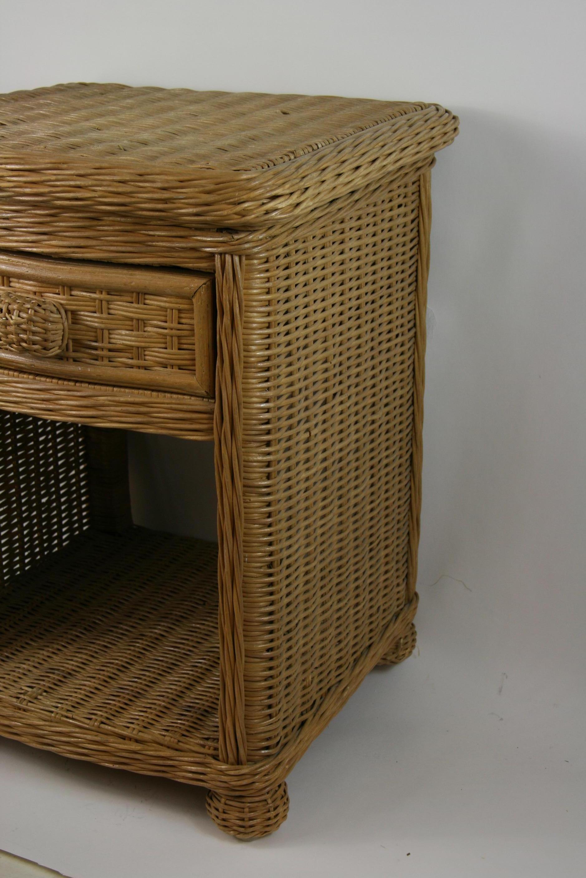 wicker end table with drawer