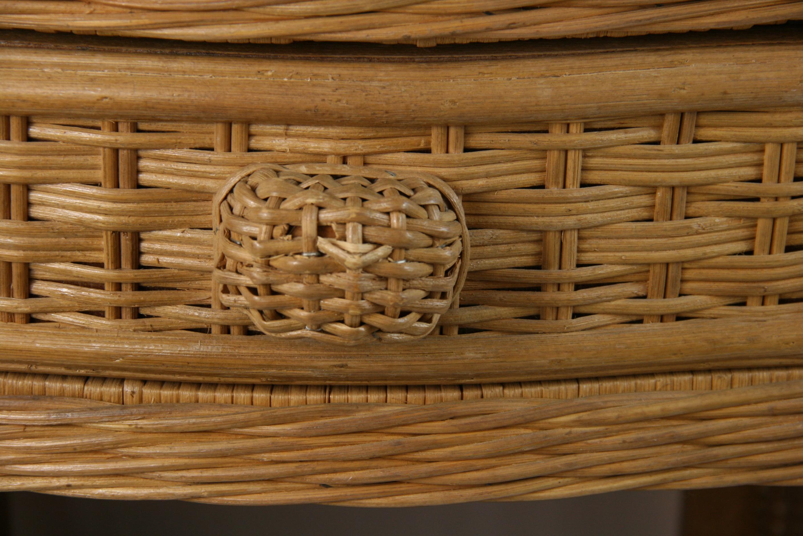 Late 20th Century Bed Side Table Rattan &Wicker  Attributed to Vivai Del Sud Italy 1970's For Sale