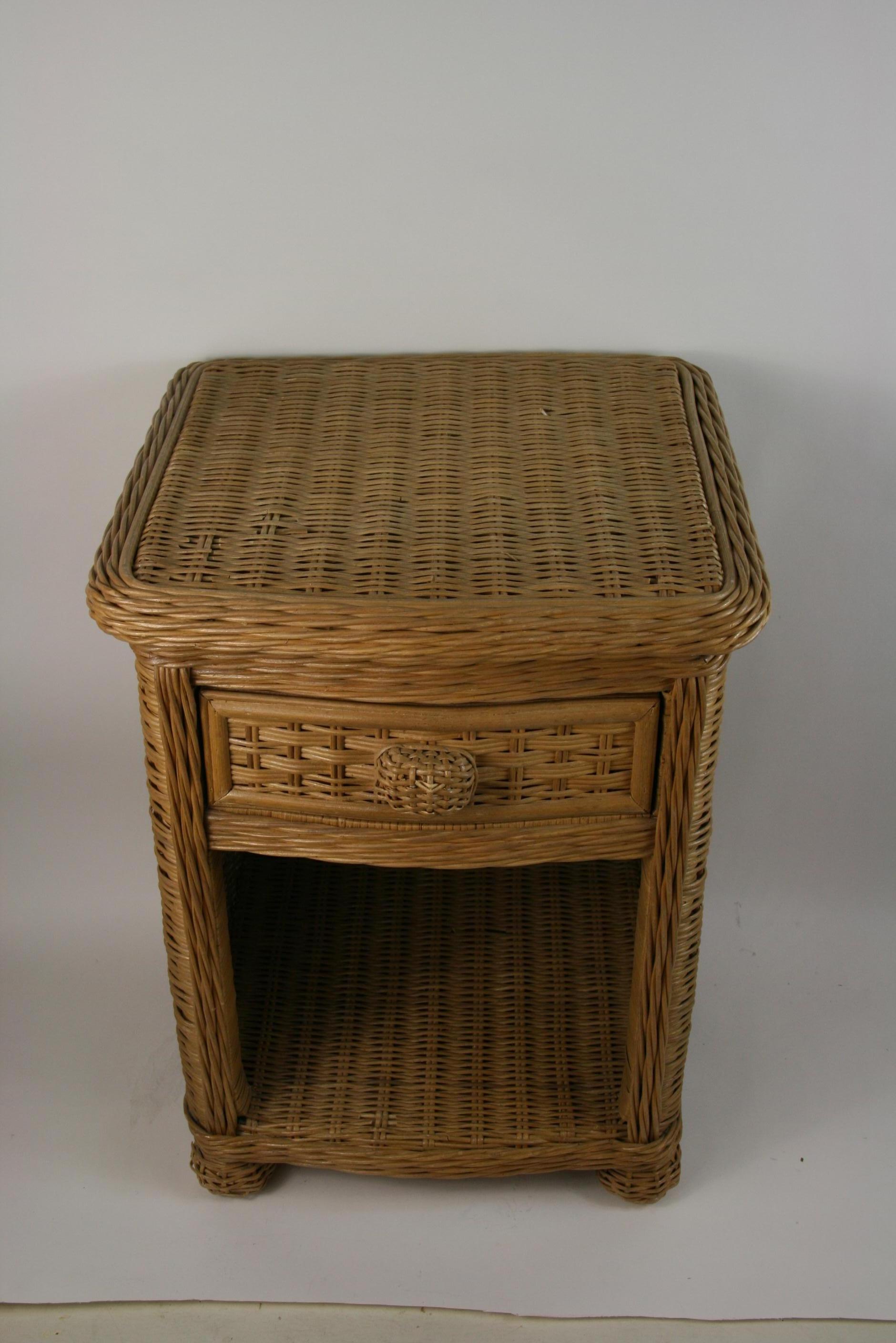 Bed Side Table Rattan &Wicker  Attributed to Vivai Del Sud Italy 1970's For Sale 3