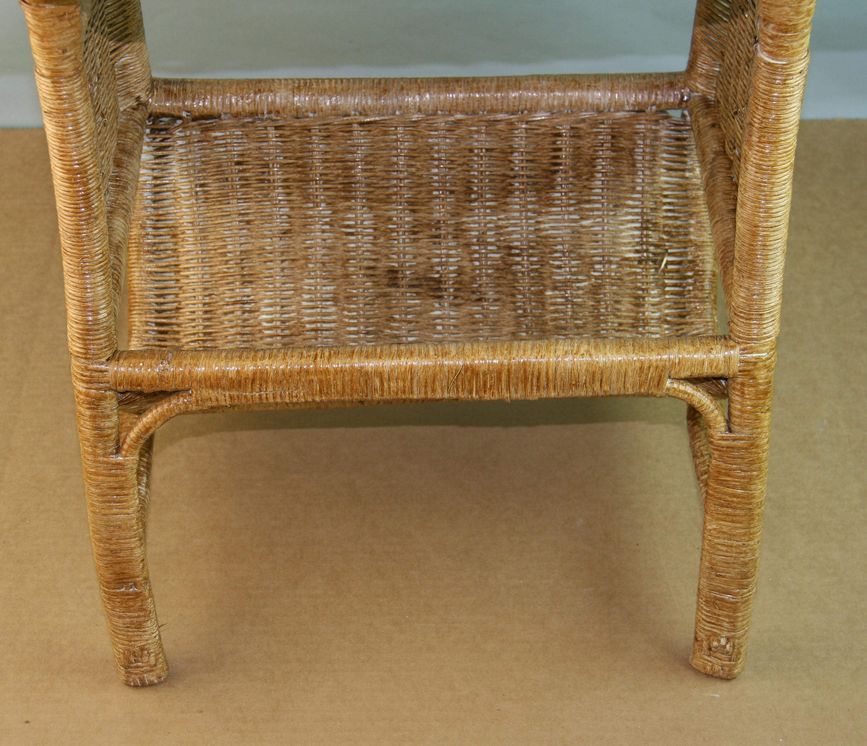 Wicker Side Table with Magazine Rack For Sale 4