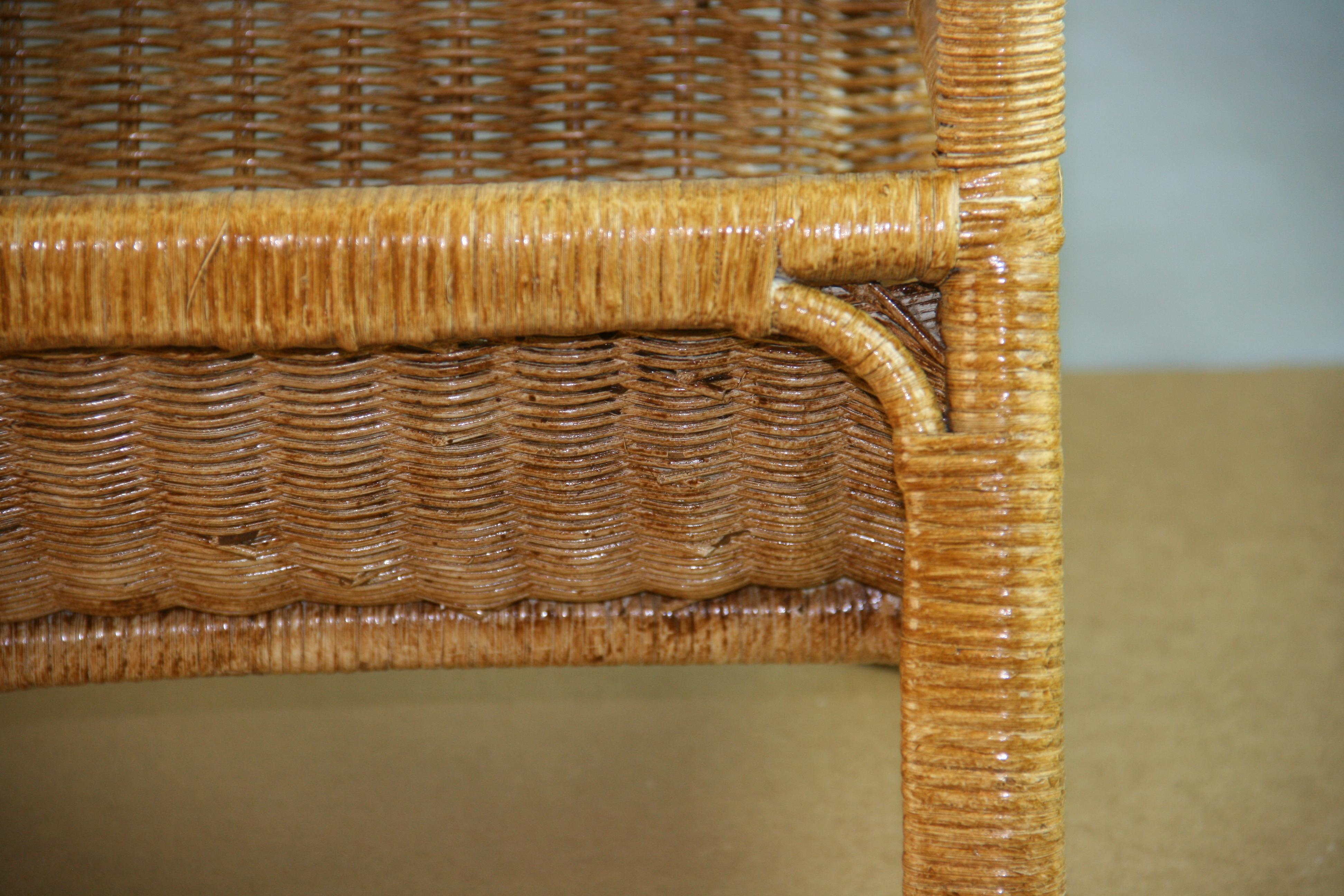 Wicker Side Table with Magazine Rack For Sale 8
