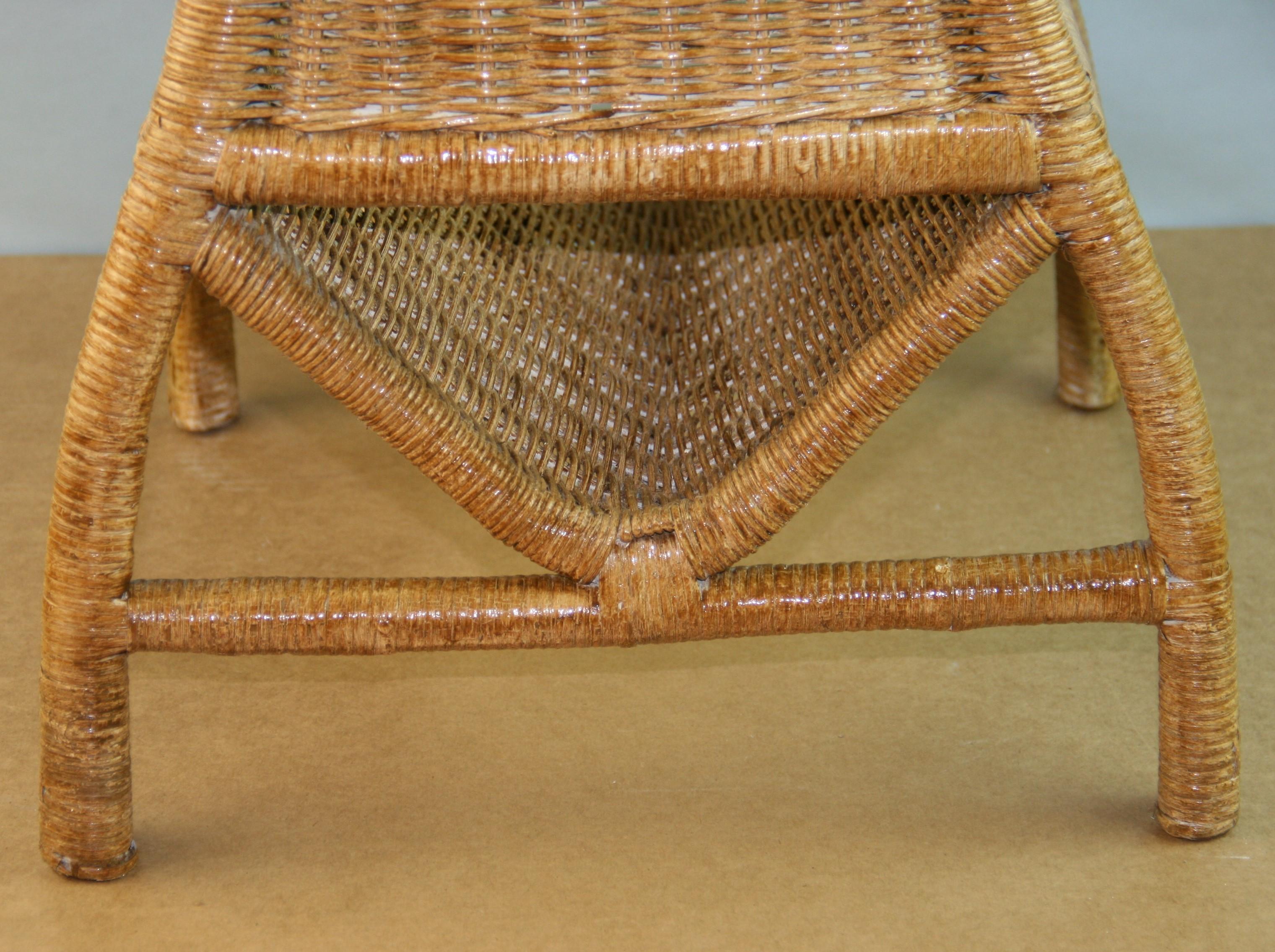 Wicker Side Table with Magazine Rack For Sale 2