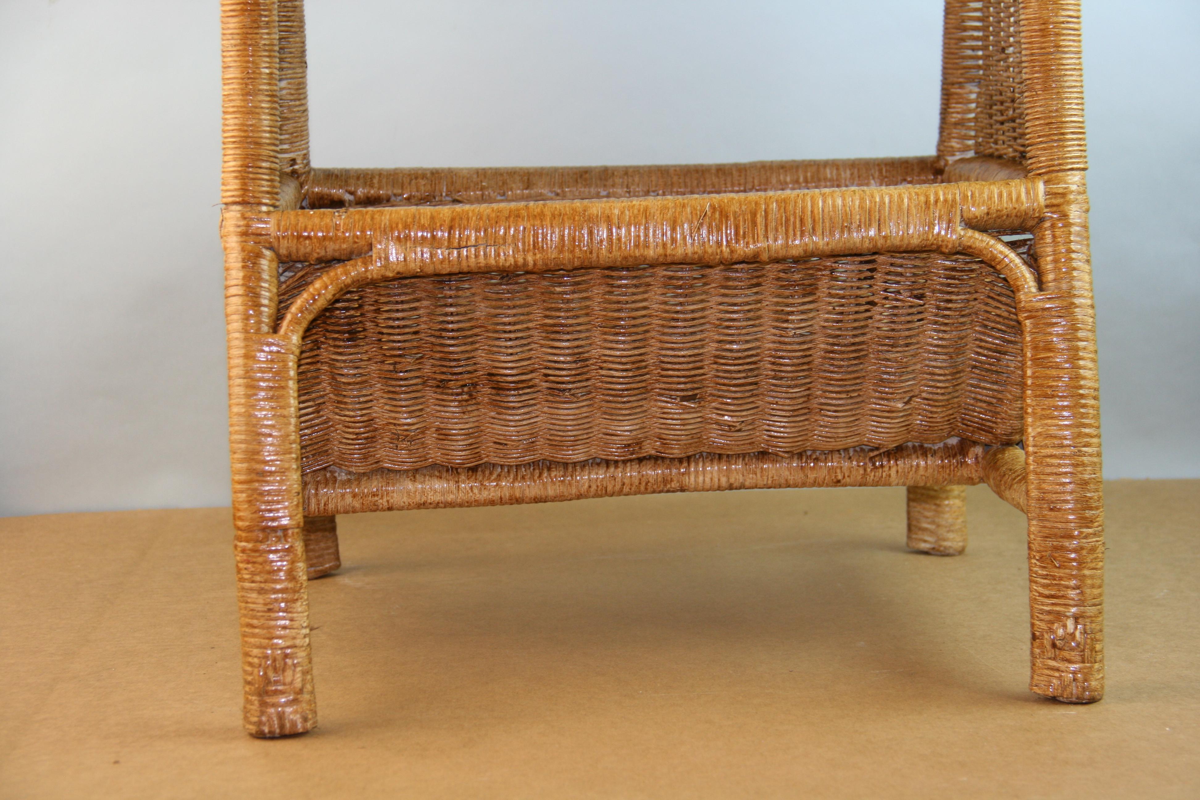 Wicker Side Table with Magazine Rack For Sale 5