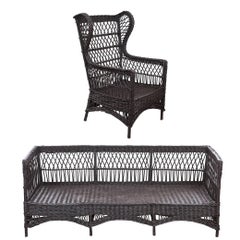 Wicker Sofa and Armchair Set