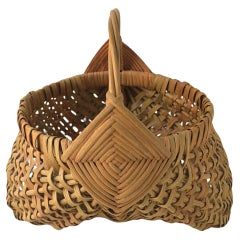 Antique Wicker Splint Market Basket