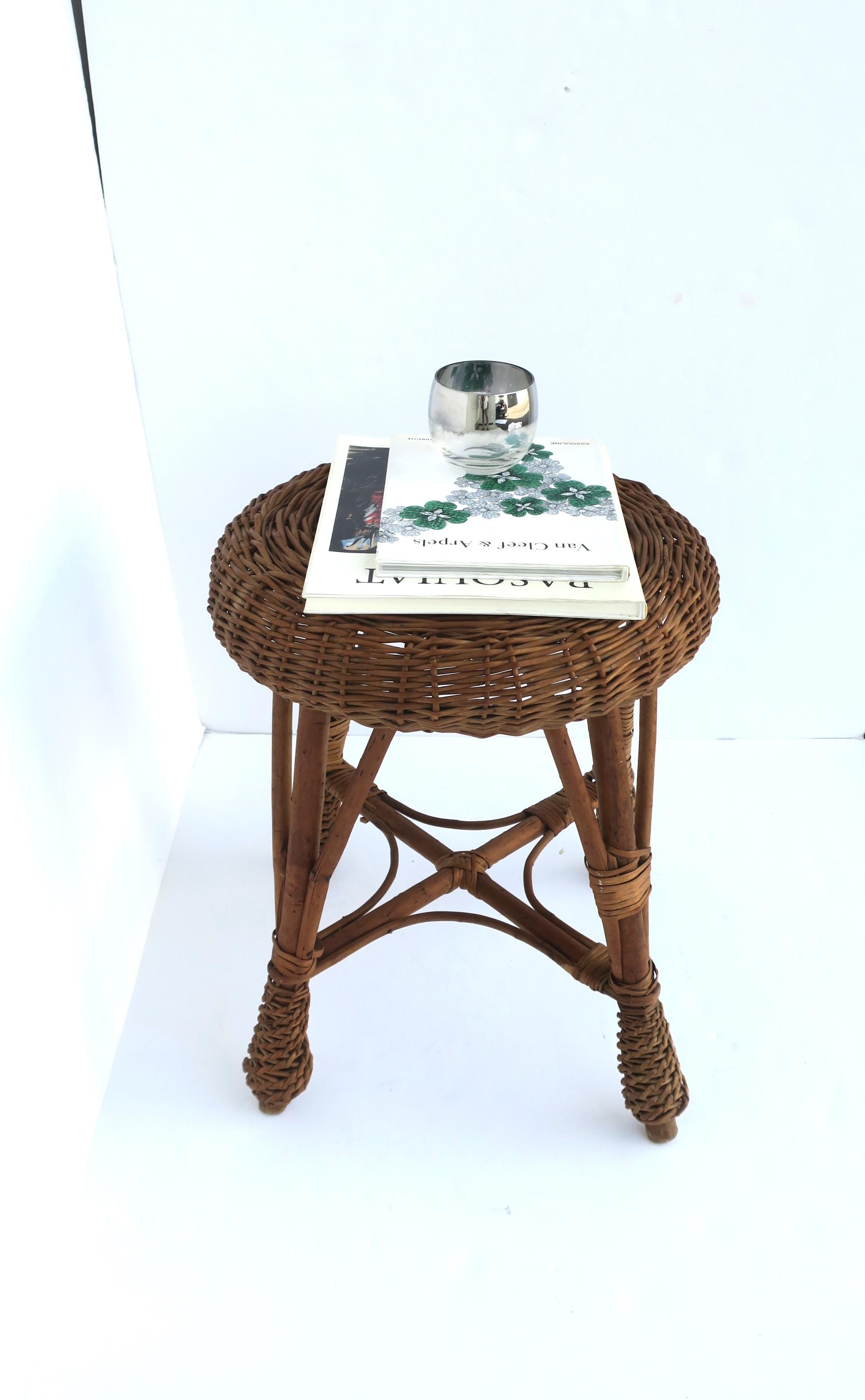 Hand-Crafted Wicker Stool For Sale