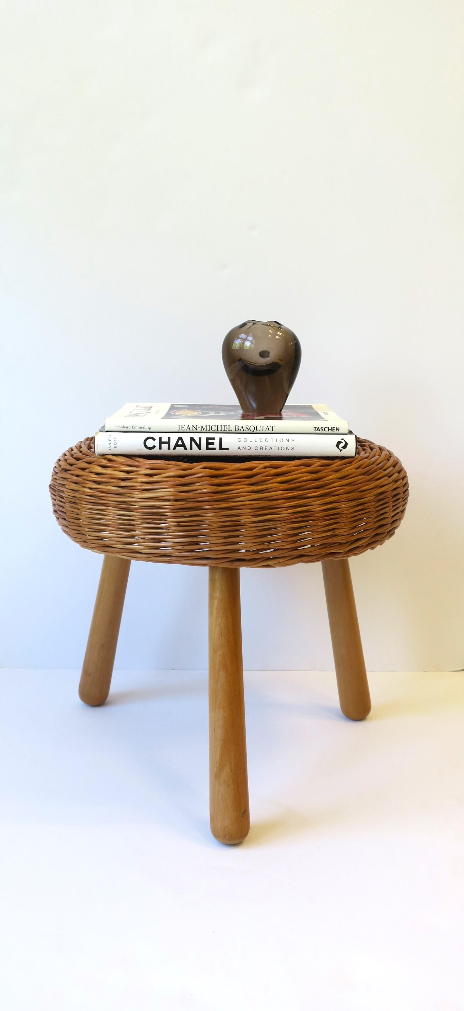 Macedonian Wicker Midcentury Modern Stool Europe Yugoslavia