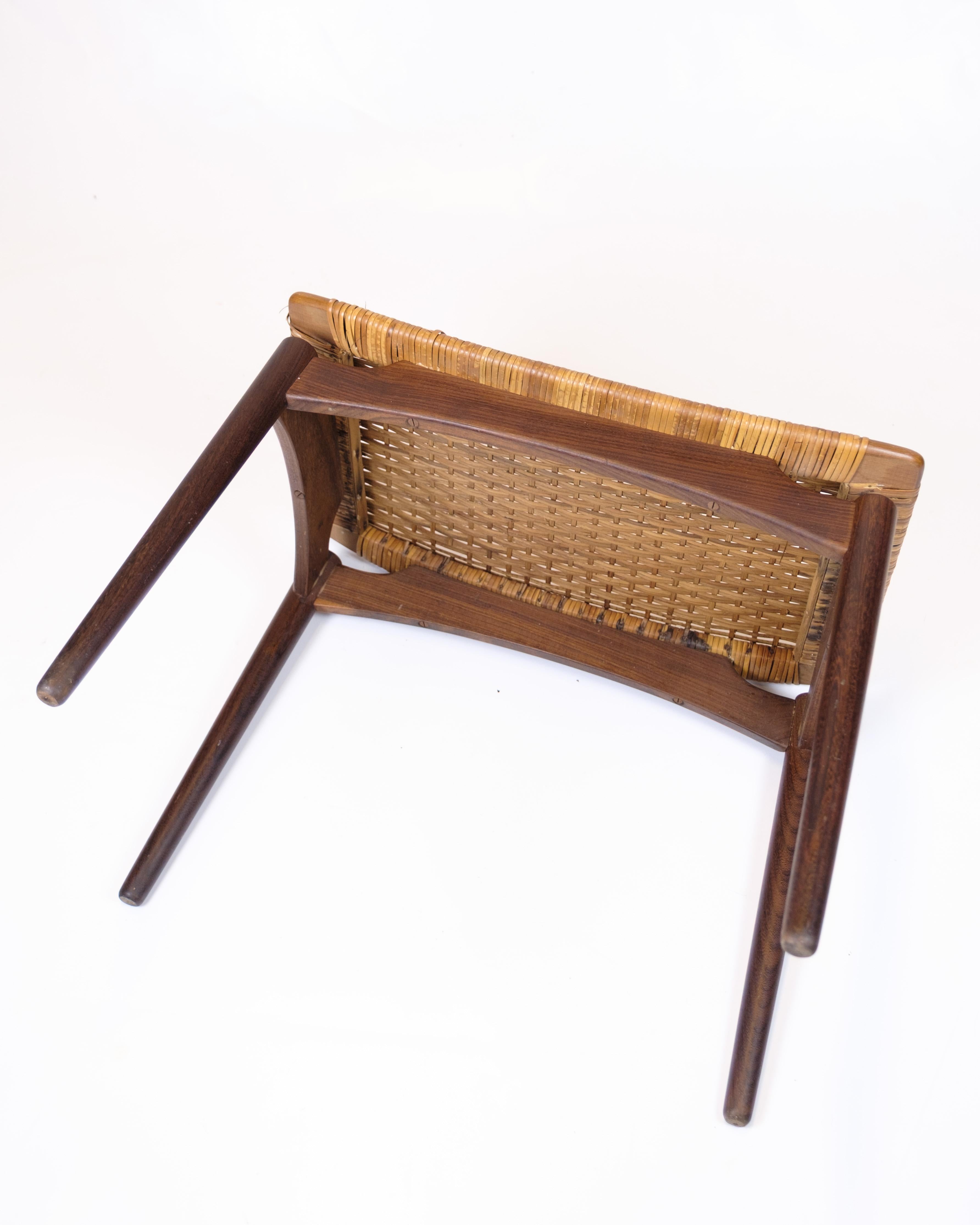 Wicker Stool In Teak By Sigfred Omann For Ølholm Furniture Factory From 1960s For Sale 3