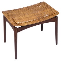 Wicker Stool In Teak By Sigfred Omann For Ølholm Furniture Factory From 1960s