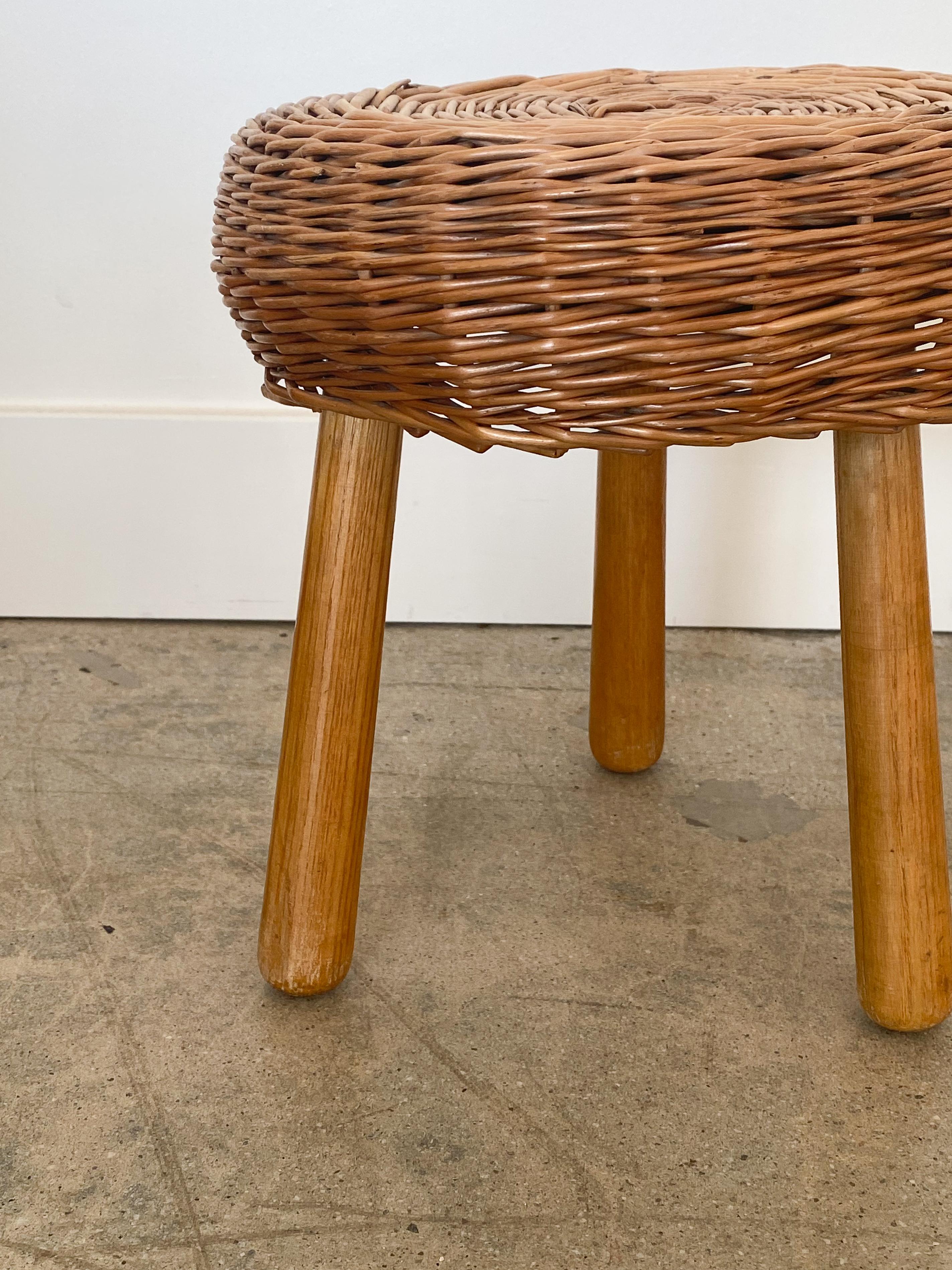 North American Wicker Stool in the Style of Tony Paul