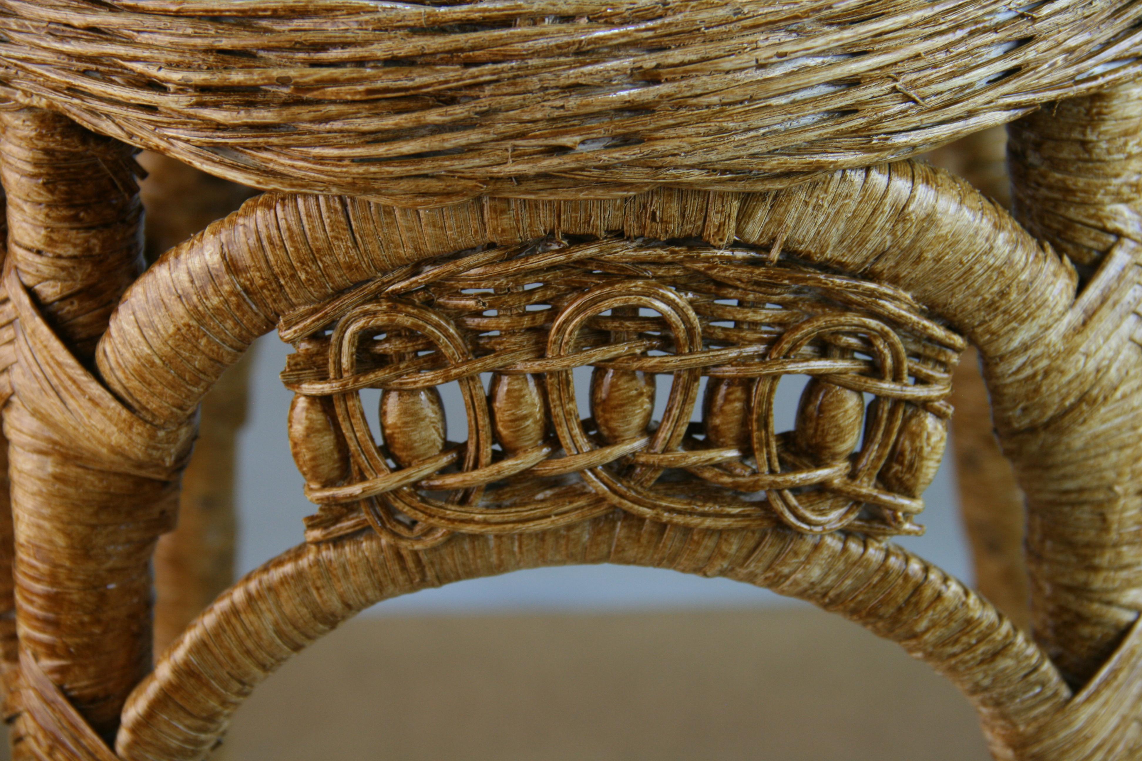 Mid-20th Century Wicker Stool/Plant Stand For Sale