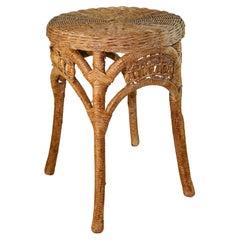 Vintage Wicker Stool/Plant Stand