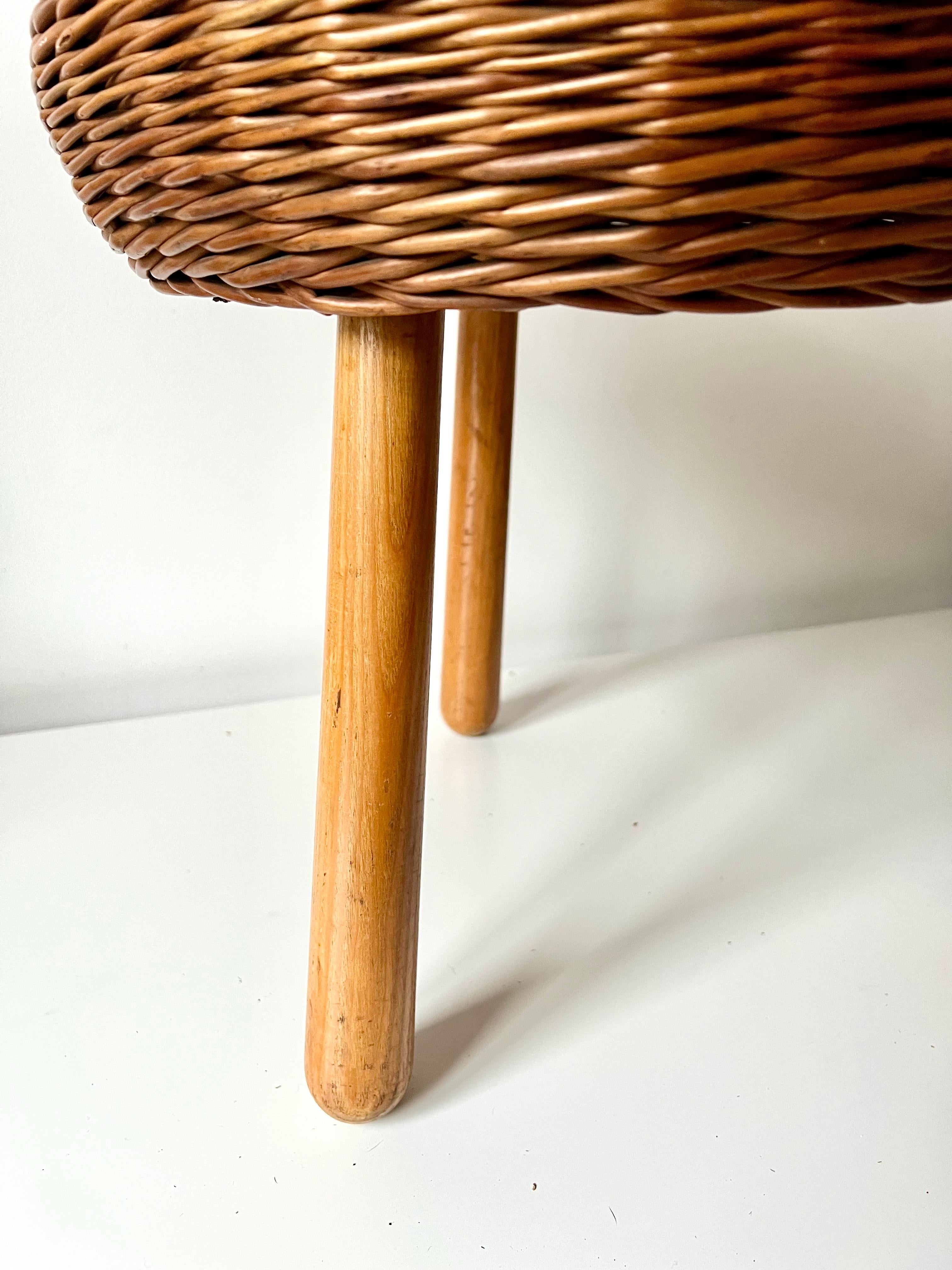 Wicker Stool / Side table, Tony Paul style 6